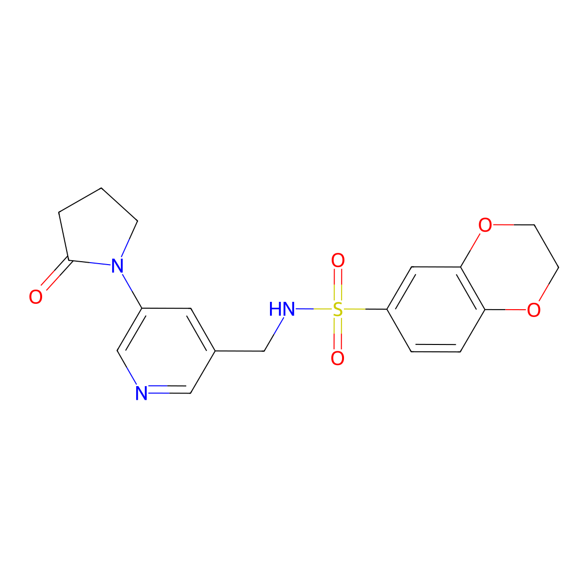 N-{[5-(2-oxopyrrolidin-1-yl)pyridin-3-yl]methyl}-2,3-dihydro-1,4-benzodioxine-6-sulfonamide molecular structure, CAS 2097860-73-4