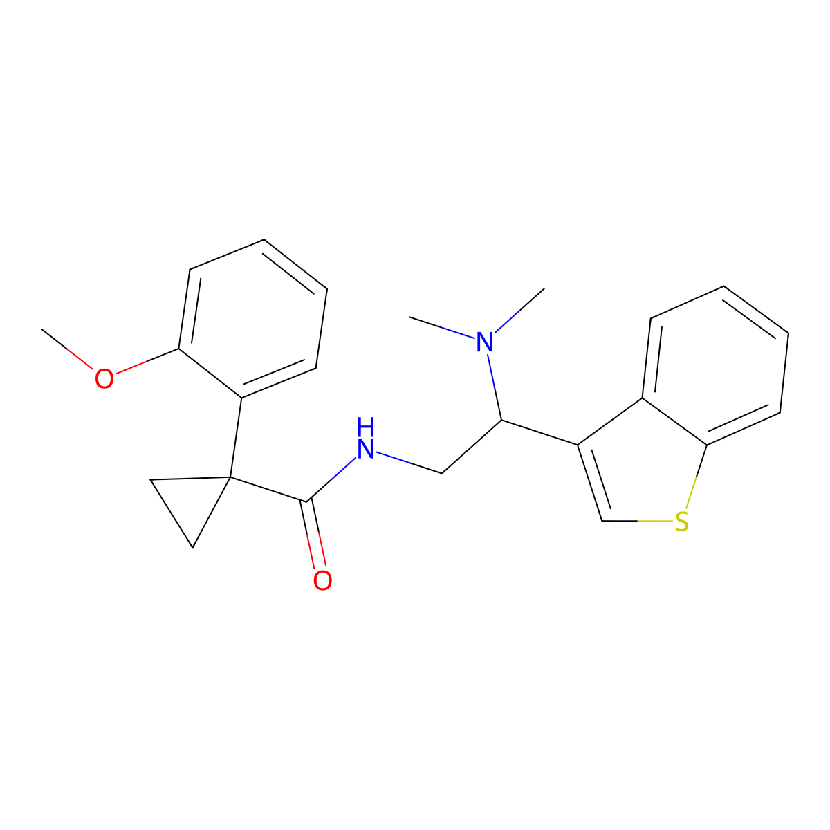 N-[2-(1-benzothiophen-3-yl)-2-(dimethylamino)ethyl]-1-(2-methoxyphenyl)cyclopropane-1-carboxamide molecular structure, CAS 2097860-74-5