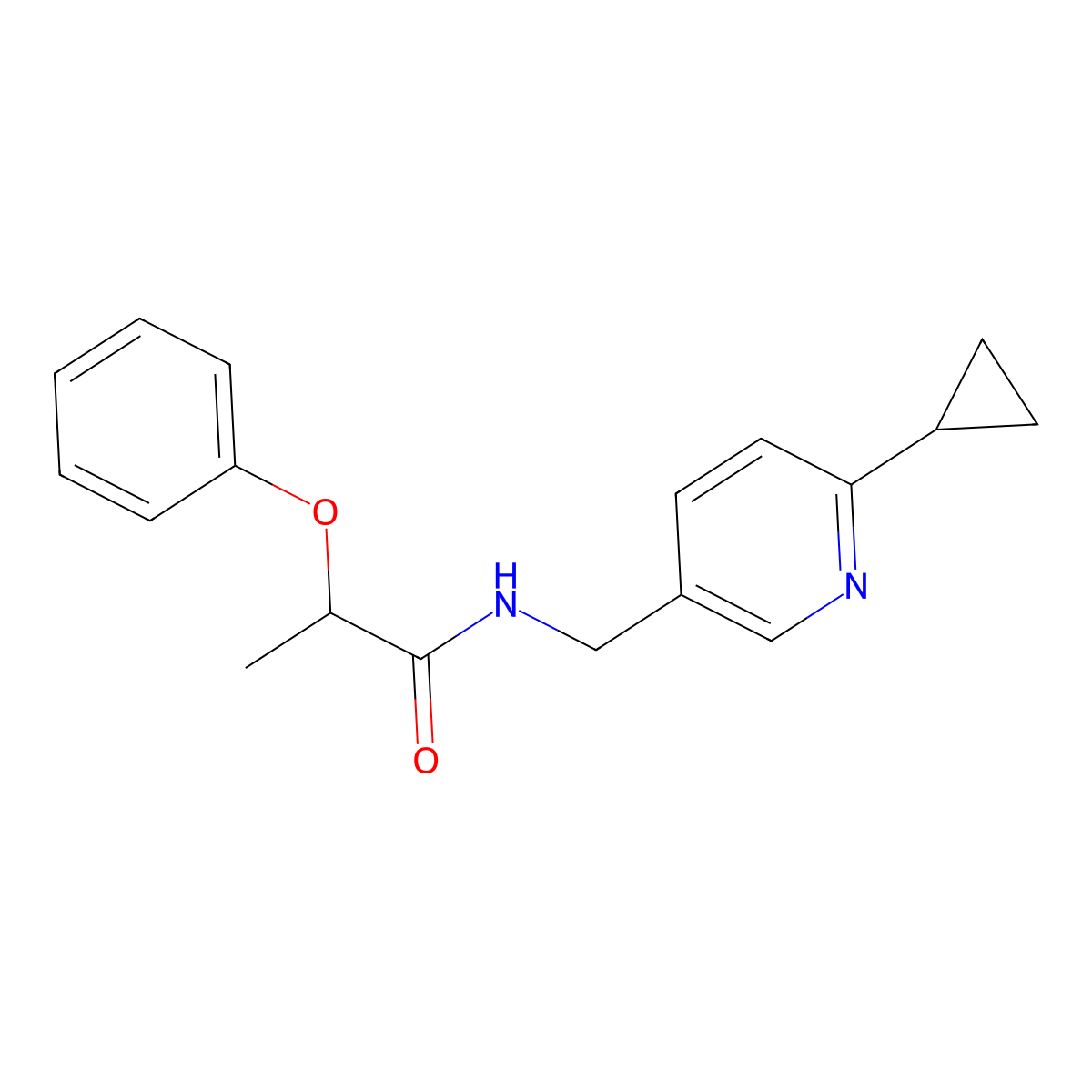N-[(6-cyclopropylpyridin-3-yl)methyl]-2-phenoxypropanamide molecular structure, CAS 2097860-78-9