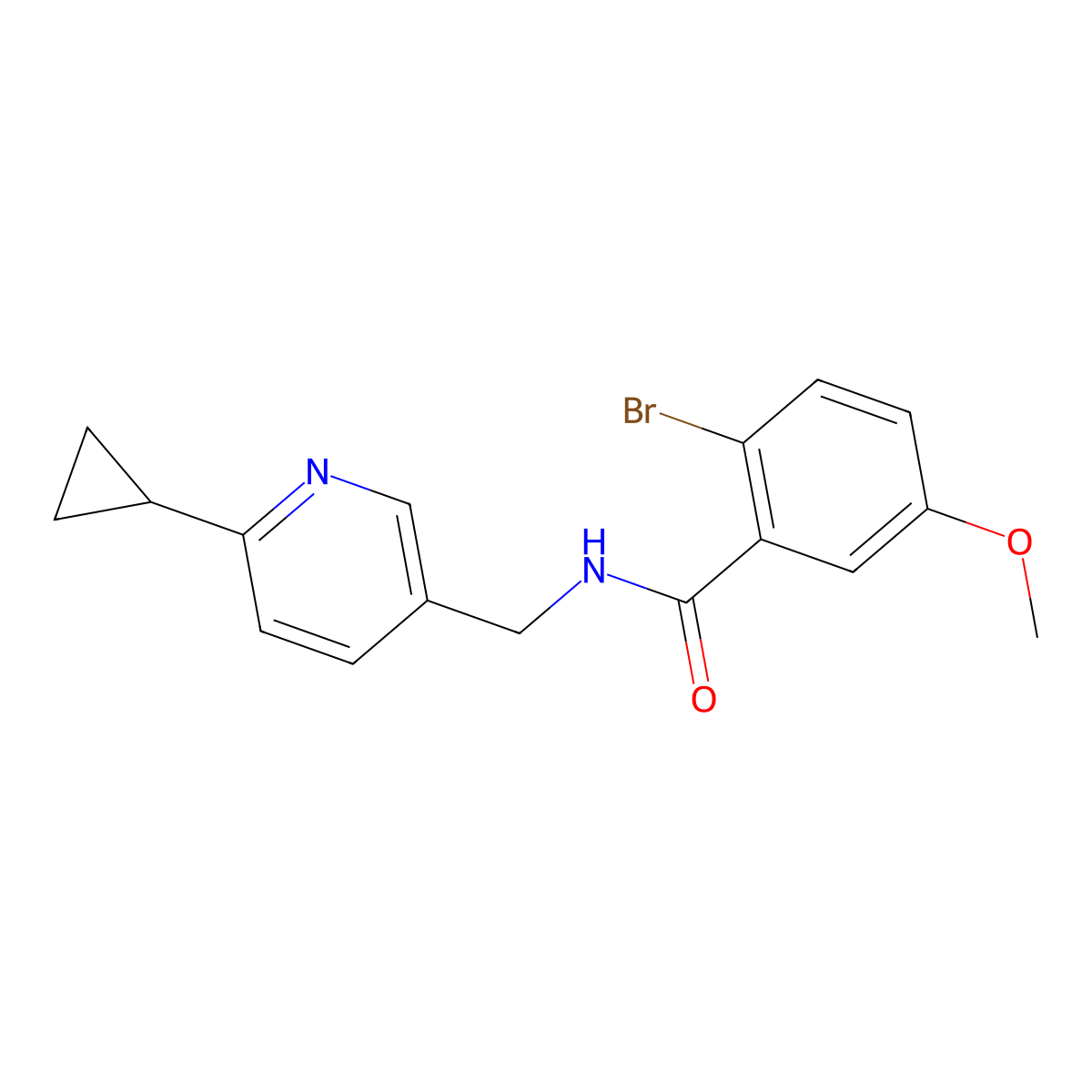 2-bromo-N-[(6-cyclopropylpyridin-3-yl)methyl]-5-methoxybenzamide molecular structure, CAS 2097860-80-3