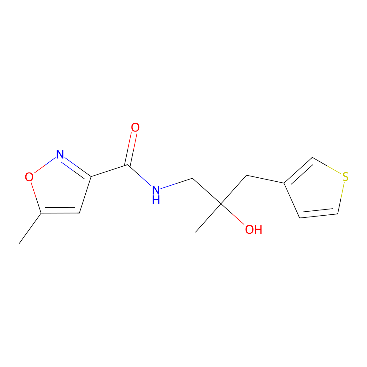 N-[2-hydroxy-2-methyl-3-(thiophen-3-yl)propyl]-5-methyl-1,2-oxazole-3-carboxamide molecular structure, CAS 2097860-85-8