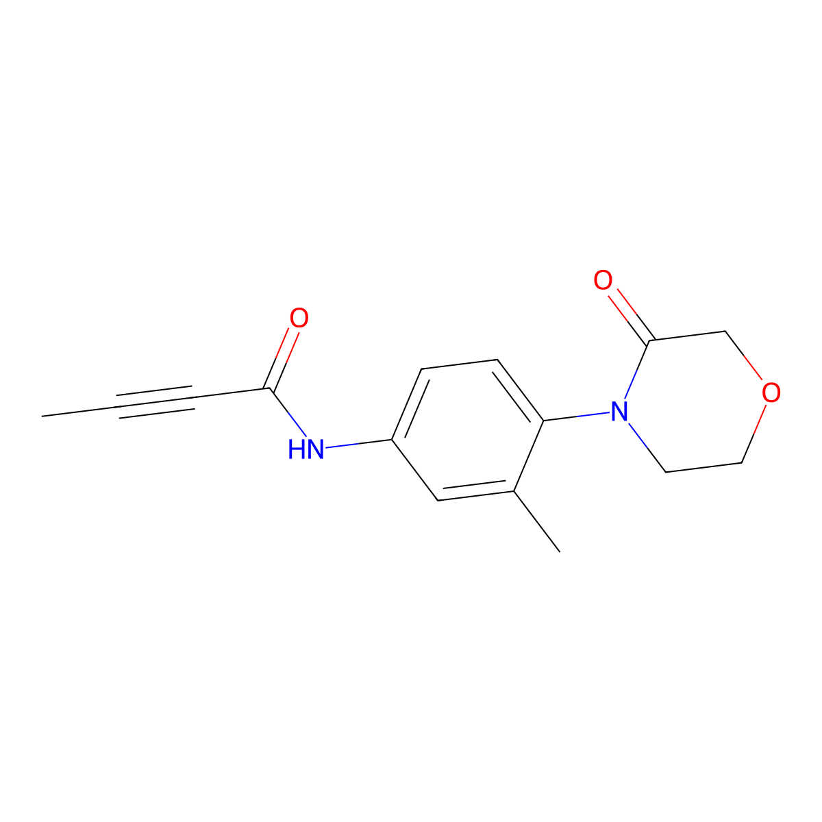 N-[3-methyl-4-(3-oxomorpholin-4-yl)phenyl]but-2-ynamide molecular structure, CAS 2097860-86-9
