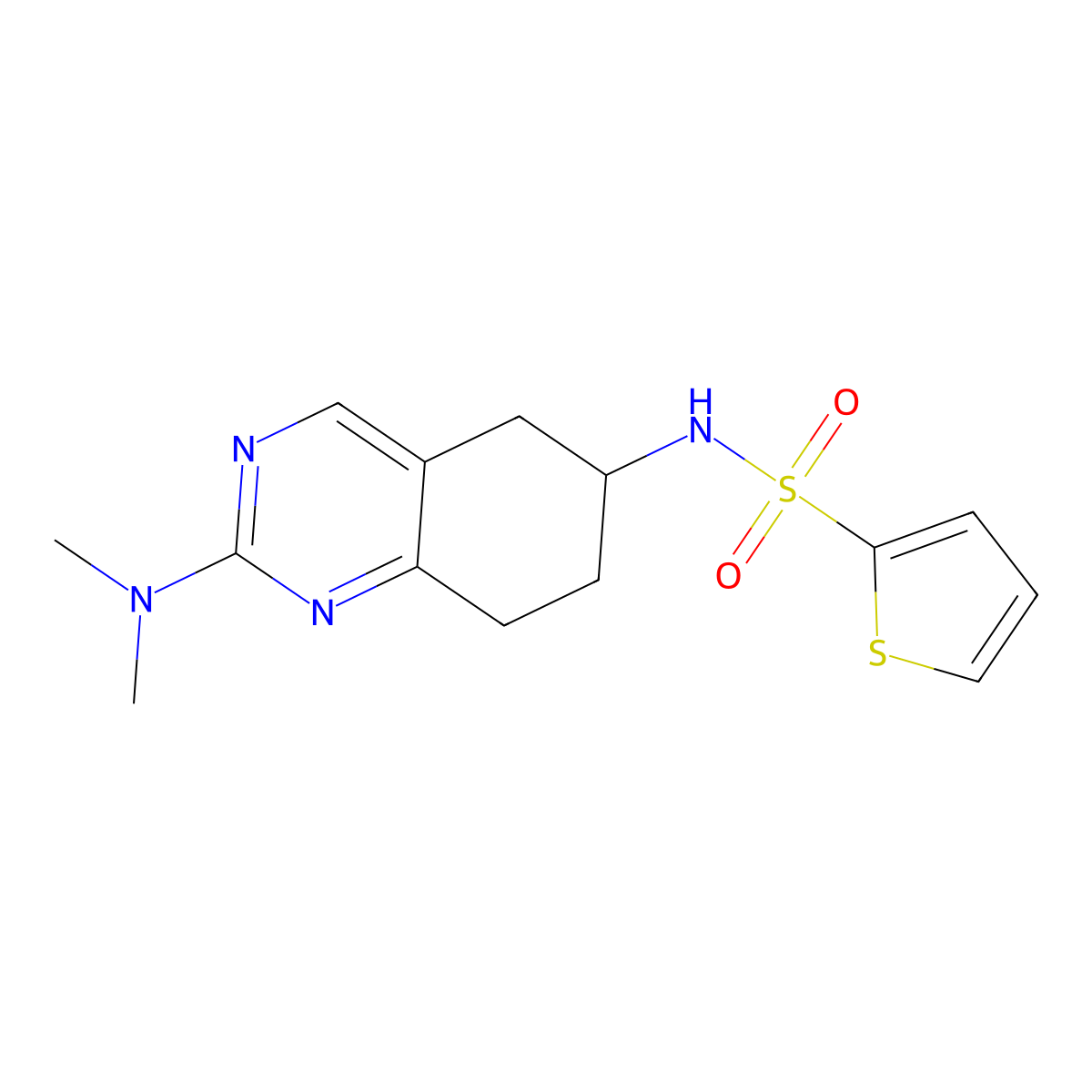 N-[2-(dimethylamino)-5,6,7,8-tetrahydroquinazolin-6-yl]thiophene-2-sulfonamide molecular structure, CAS 2097860-87-0