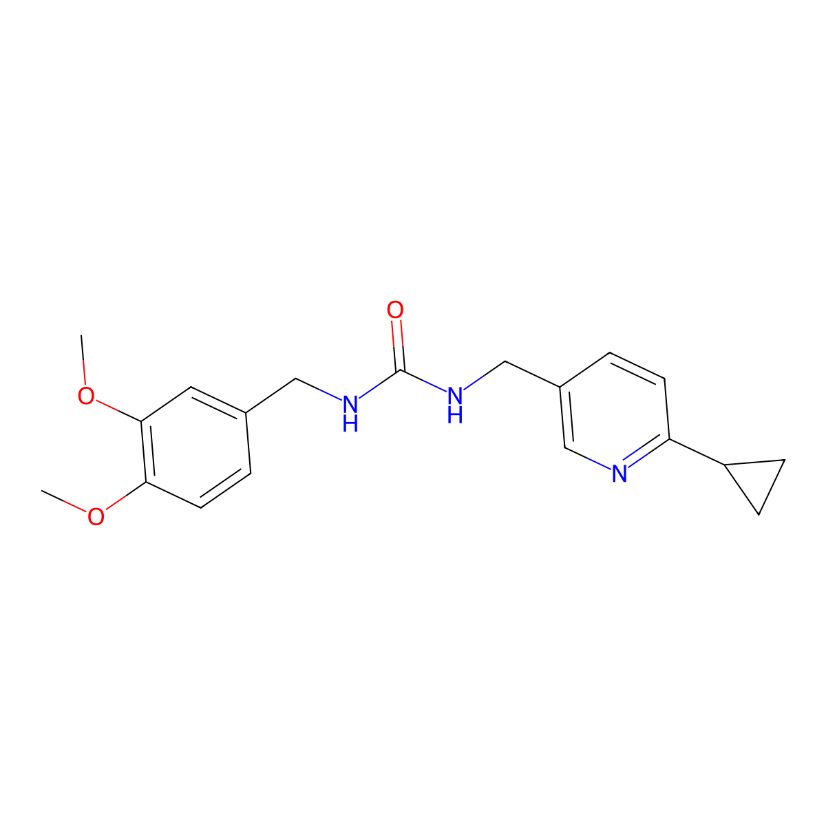 3-[(6-Cyclopropylpyridin-3-yl)methyl]-1-[(3,4-dimethoxyphenyl)methyl]urea molecular structure, CAS 2097860-88-1