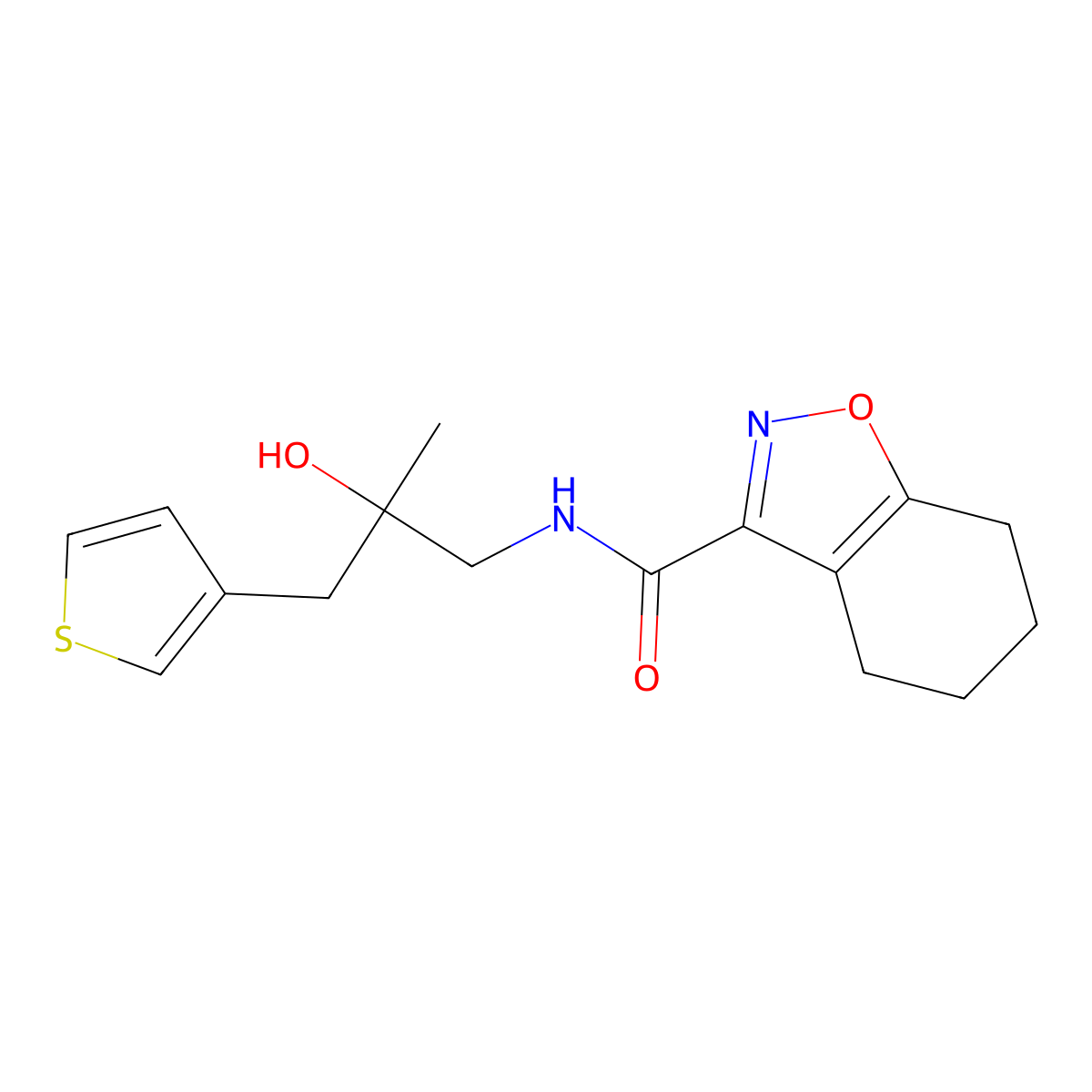 N-[2-hydroxy-2-methyl-3-(thiophen-3-yl)propyl]-4,5,6,7-tetrahydro-1,2-benzoxazole-3-carboxamide molecular structure, CAS 2097860-89-2