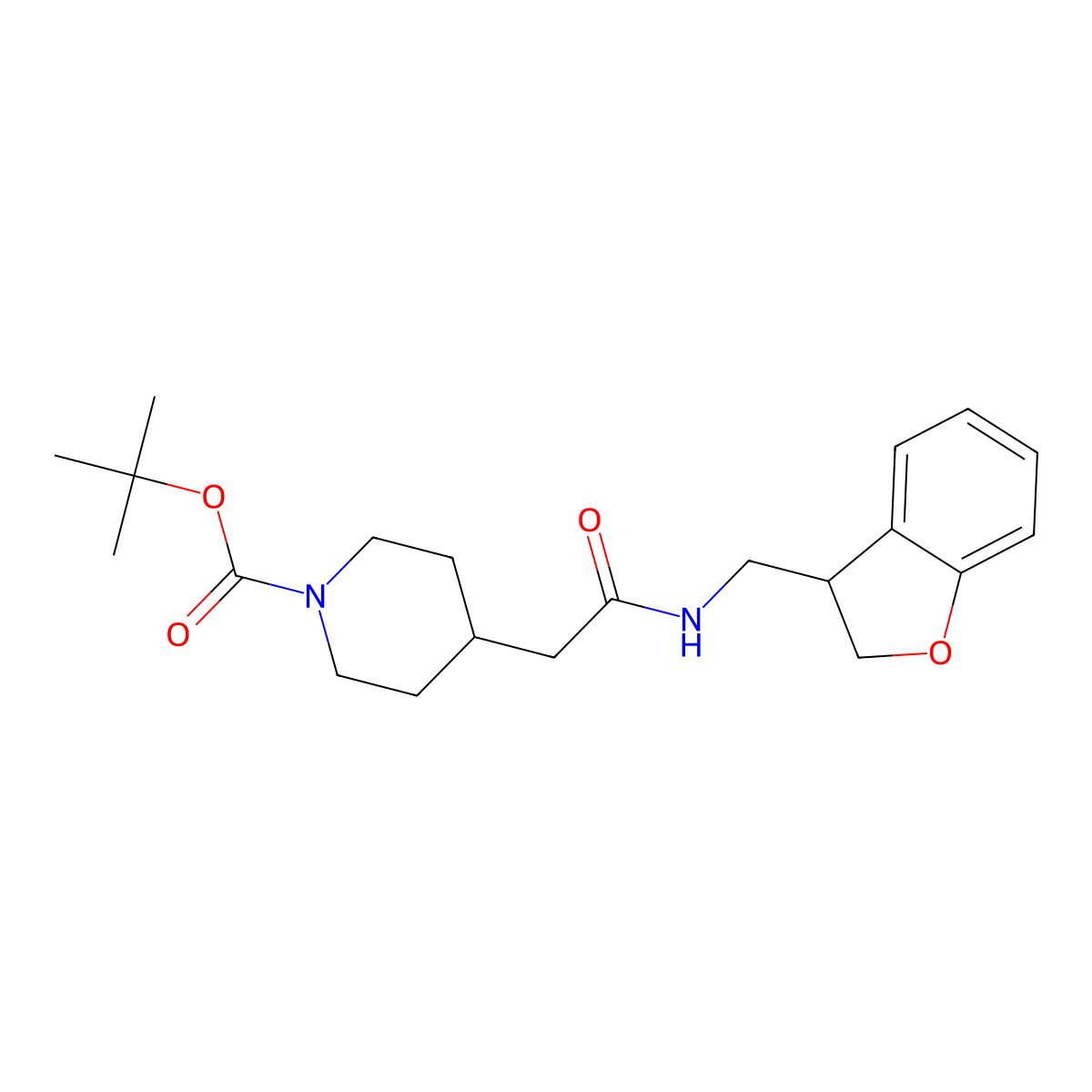 Tert-butyl 4-({[(2,3-dihydro-1-benzofuran-3-yl)methyl]carbamoyl}methyl)piperidine-1-carboxylate molecular structure, CAS 2097860-94-9