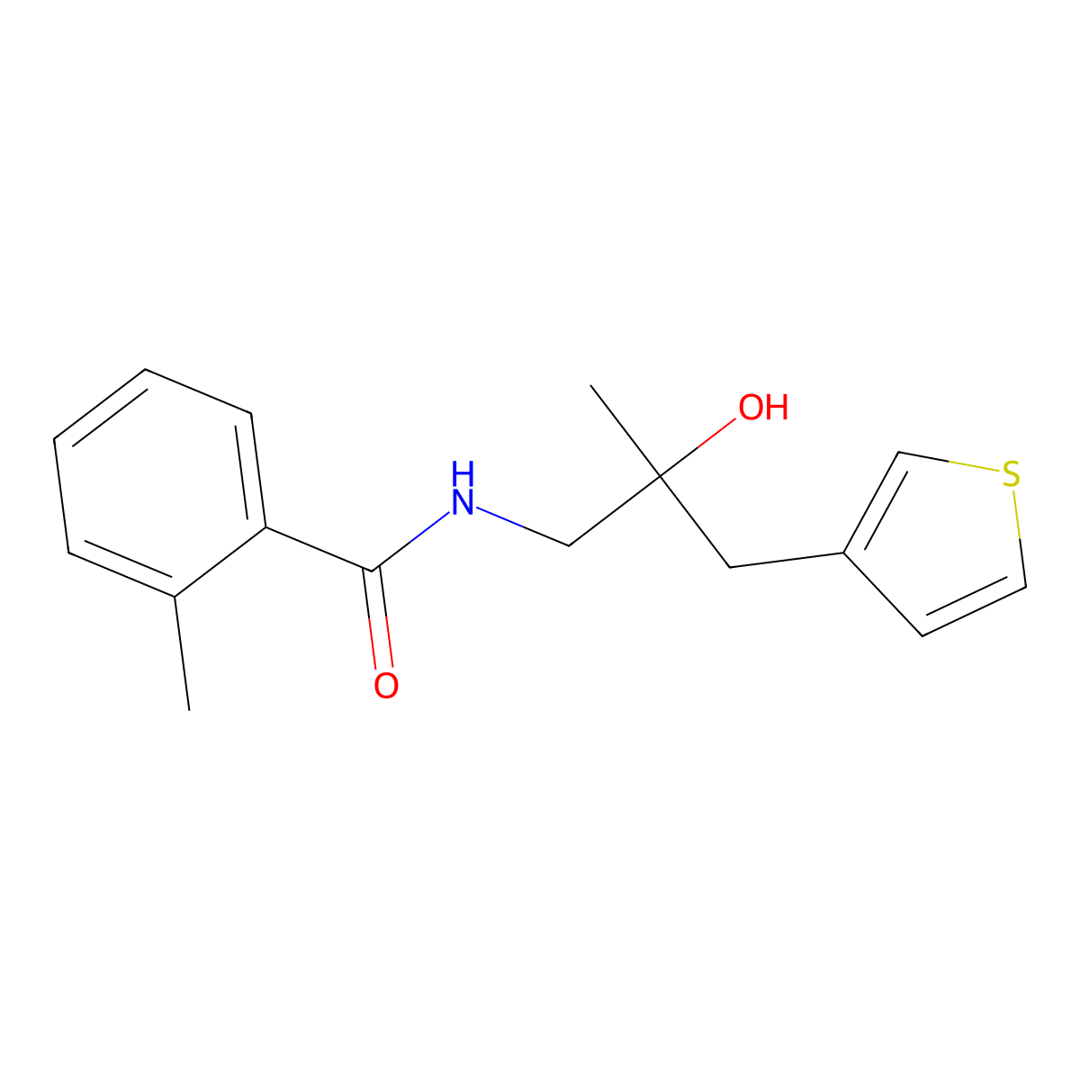 N-{2-hydroxy-2-[(thiophen-3-yl)methyl]propyl}-2-methylbenzamide molecular structure, CAS 2097860-95-0