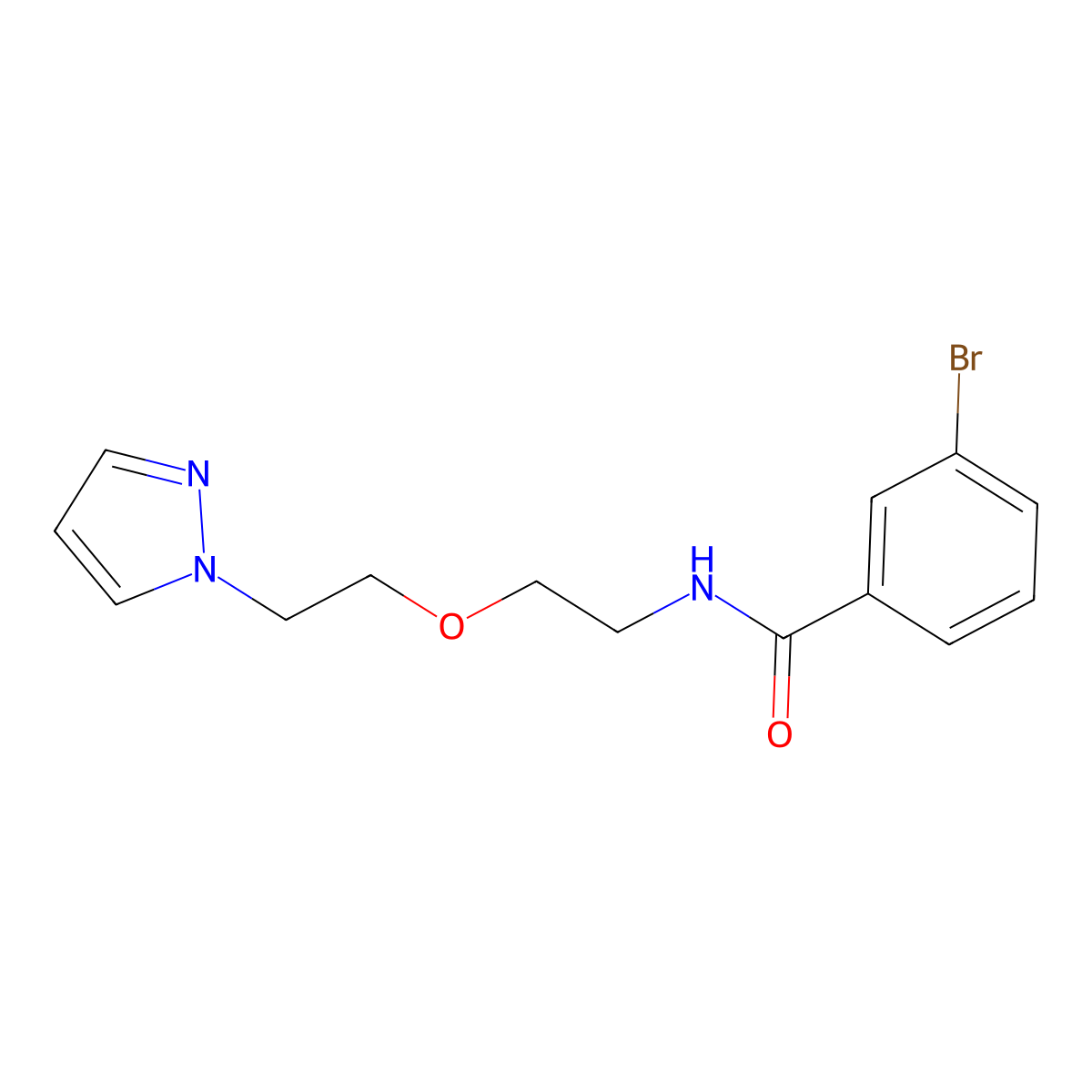 3-bromo-N-{2-[2-(1H-pyrazol-1-yl)ethoxy]ethyl}benzamide molecular structure, CAS 2097860-98-3