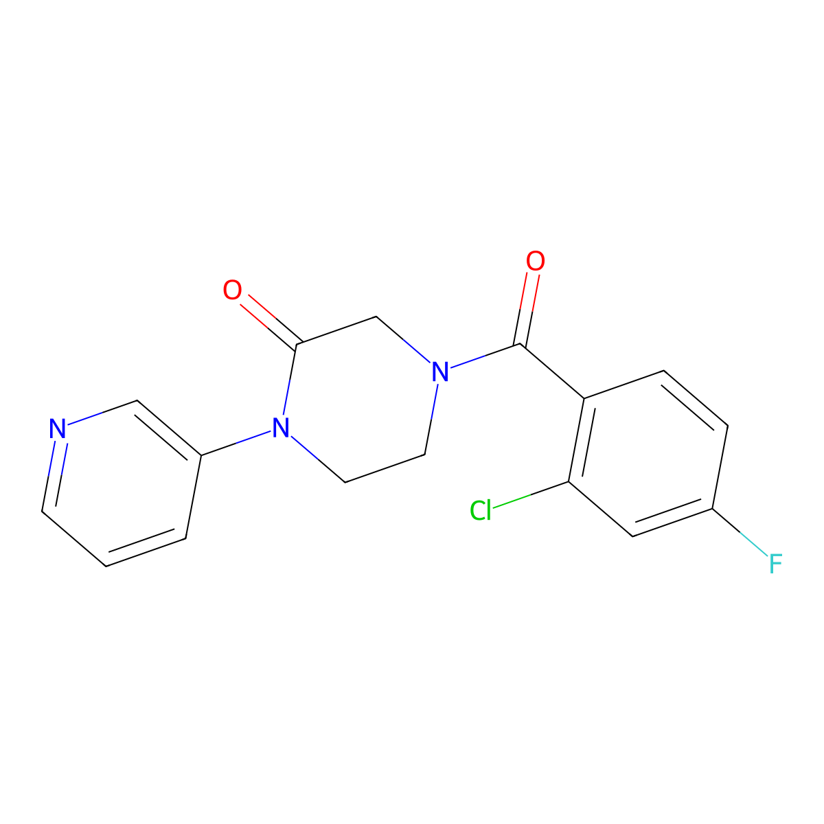 4-(2-Chloro-4-fluorobenzoyl)-1-(pyridin-3-yl)piperazin-2-one molecular structure, CAS 2097861-03-3