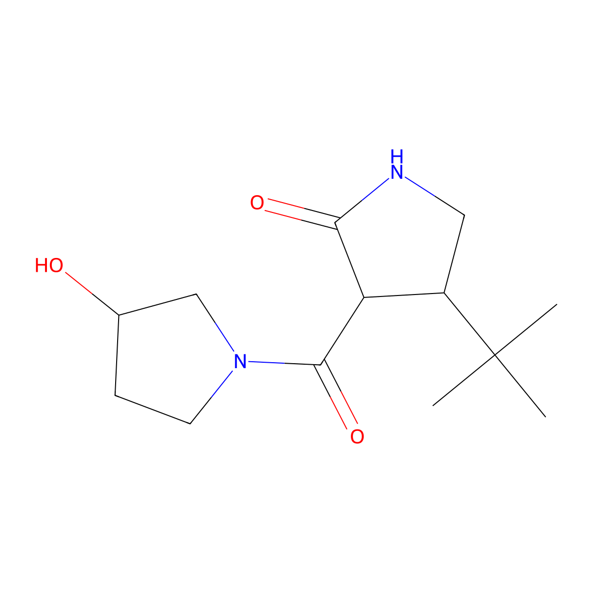 4-Tert-butyl-3-(3-hydroxypyrrolidine-1-carbonyl)pyrrolidin-2-one molecular structure, CAS 2097861-05-5