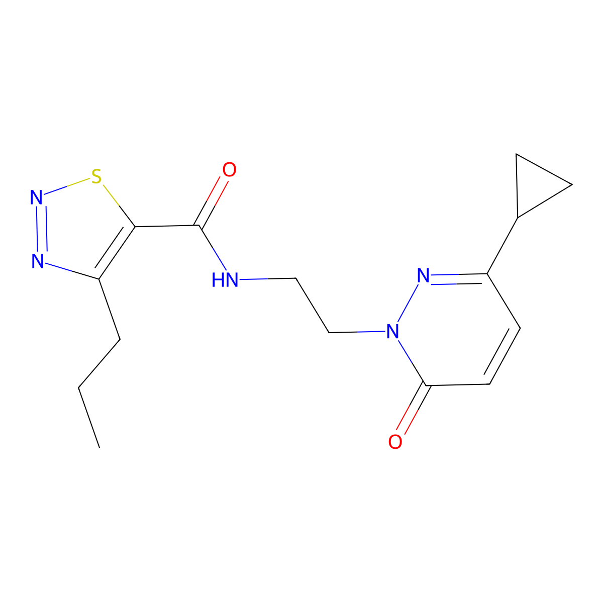 N-(2-(3-cyclopropyl-6-oxopyridazin-1(6H)-yl)ethyl)-4-propyl-1,2,3-thiadiazole-5-carboxamide molecular structure, CAS 2097861-09-9