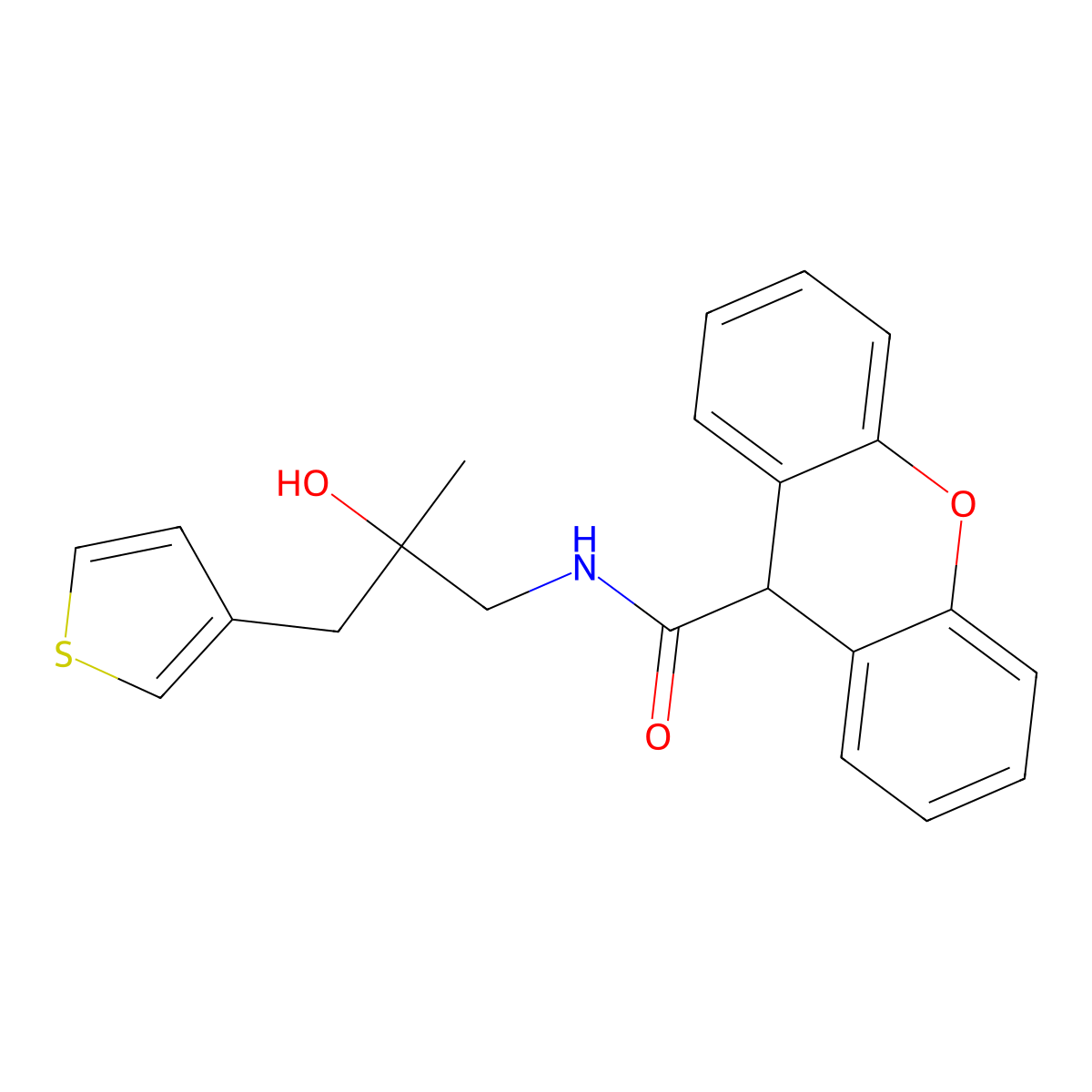 N-{2-hydroxy-2-[(thiophen-3-yl)methyl]propyl}-9H-xanthene-9-carboxamide molecular structure, CAS 2097861-15-7