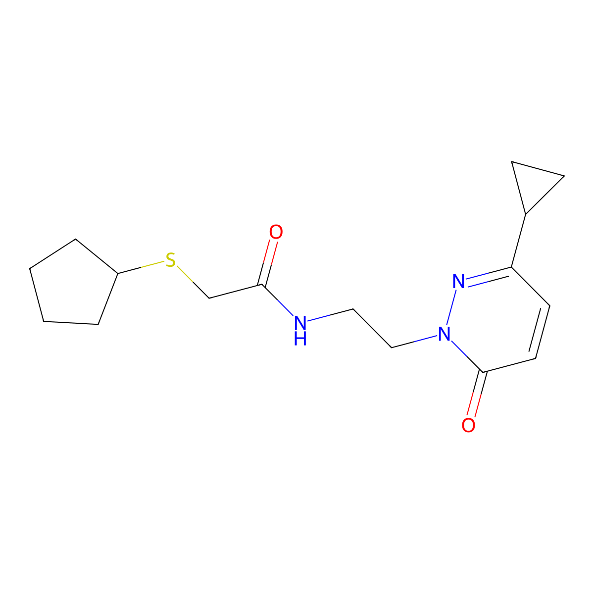 2-(cyclopentylthio)-N-(2-(3-cyclopropyl-6-oxopyridazin-1(6H)-yl)ethyl)acetamide molecular structure, CAS 2097861-17-9