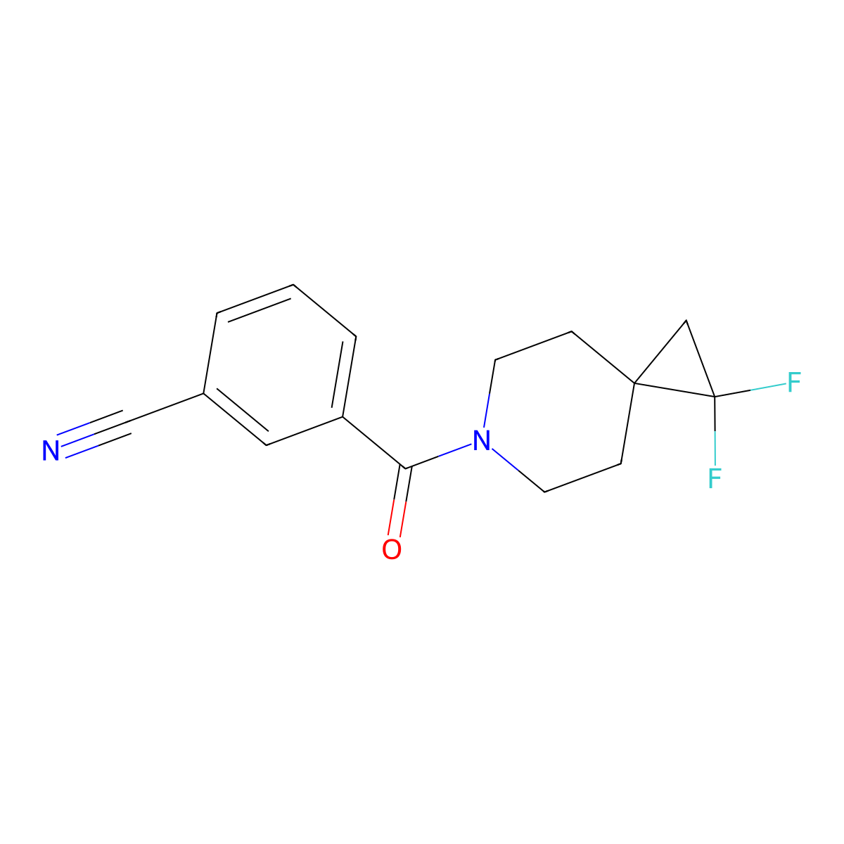 3-{1,1-Difluoro-6-azaspiro[2.5]octane-6-carbonyl}benzonitrile molecular structure, CAS 2097861-30-6