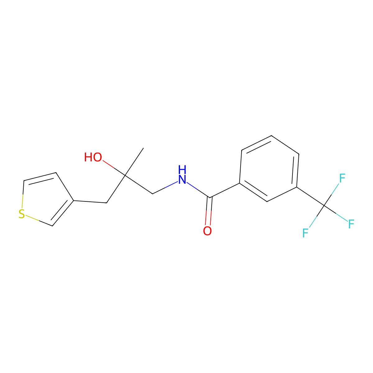 N-{2-hydroxy-2-[(thiophen-3-yl)methyl]propyl}-3-(trifluoromethyl)benzamide molecular structure, CAS 2097861-32-8