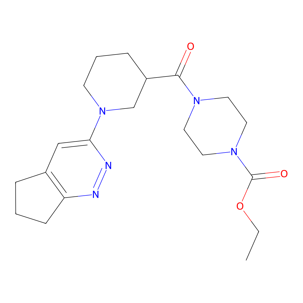 ethyl 4-(1-{5H,6H,7H-cyclopenta[c]pyridazin-3-yl}piperidine-3-carbonyl)piperazine-1-carboxylate molecular structure, CAS 2097861-46-4