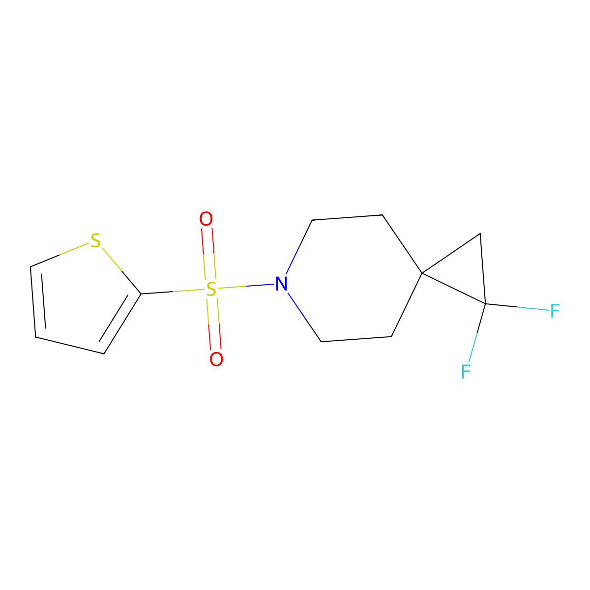 1,1-Difluoro-6-(thiophene-2-sulfonyl)-6-azaspiro[2.5]octane molecular structure, CAS 2097861-49-7