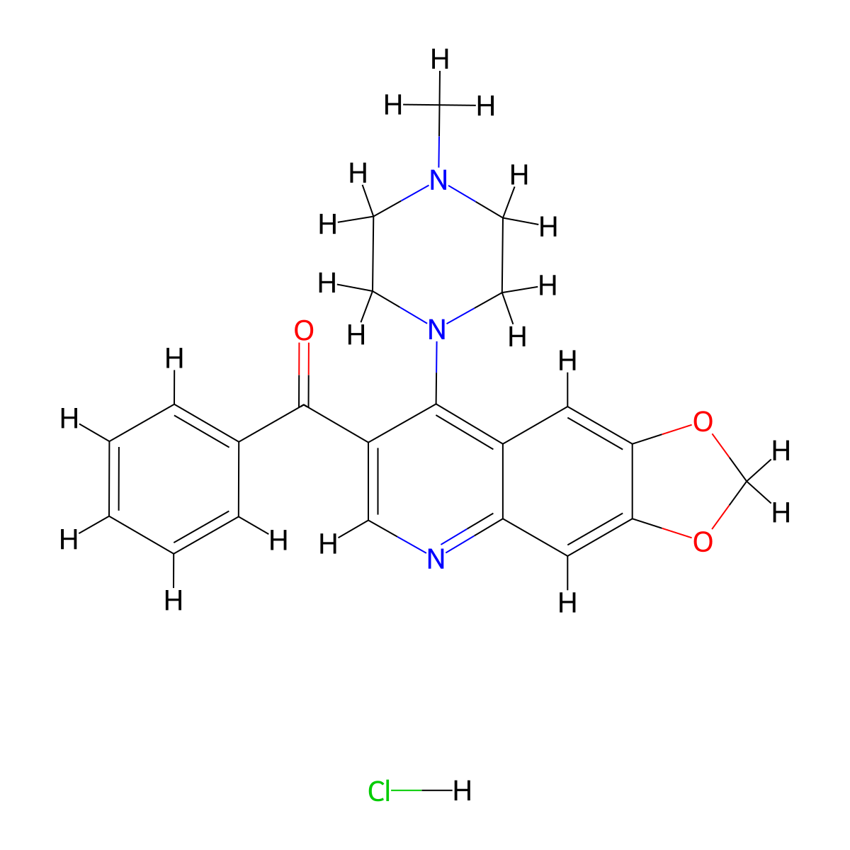 1-{7-benzoyl-2H-[1,3]dioxolo[4,5-g]quinolin-8-yl}-4-methylpiperazine hydrochloride molecular structure, CAS 2097861-57-7