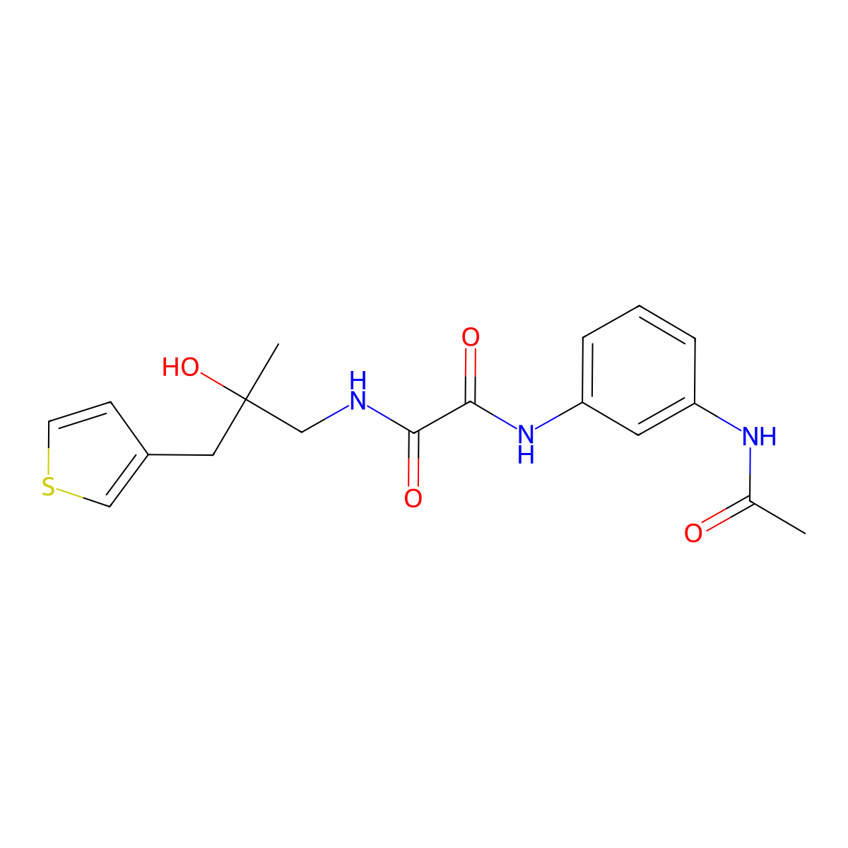 N'-(3-acetamidophenyl)-N-{2-hydroxy-2-[(thiophen-3-yl)methyl]propyl}ethanediamide molecular structure, CAS 2097861-63-5