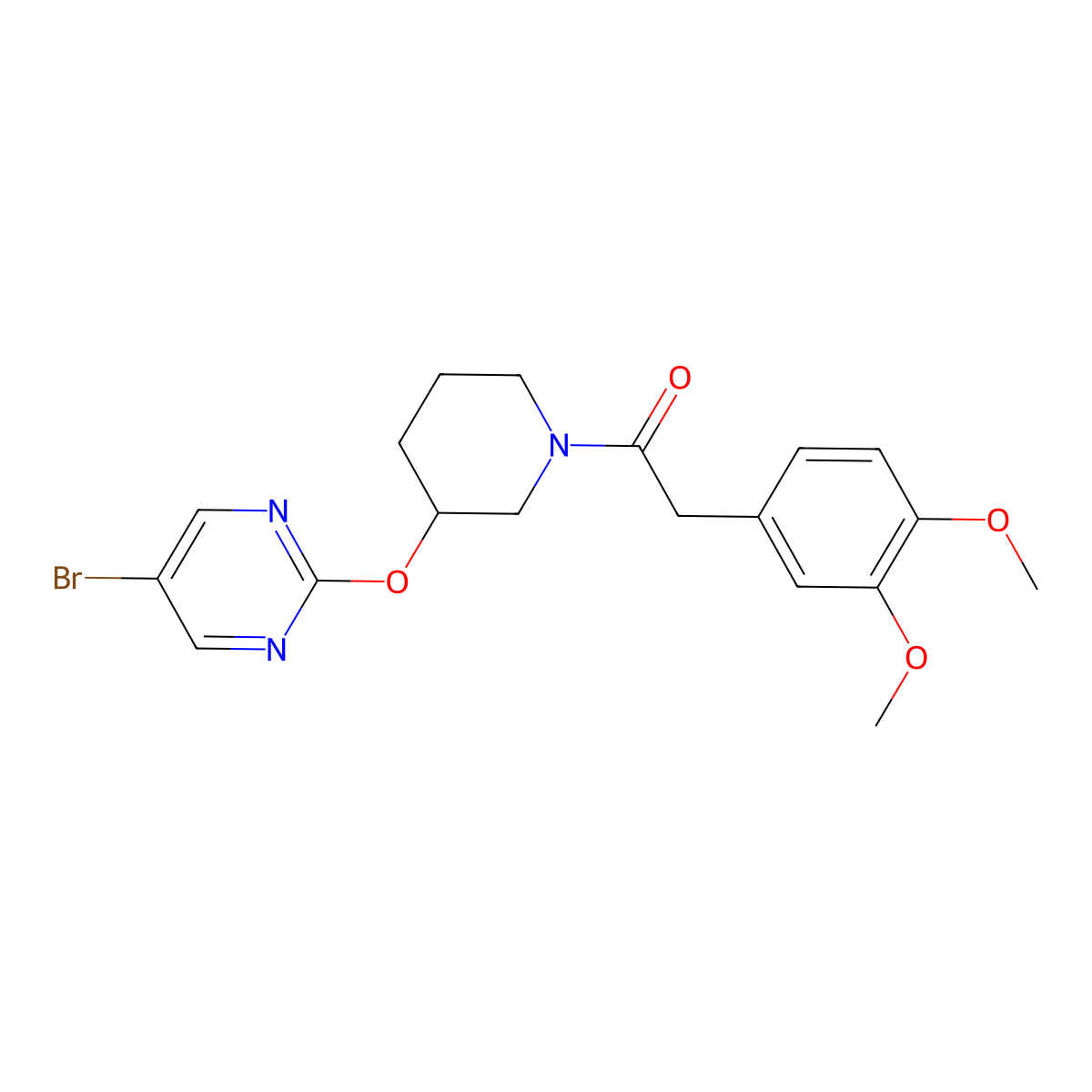1-(3-((5-Bromopyrimidin-2-yl)oxy)piperidin-1-yl)-2-(3,4-dimethoxyphenyl)ethanone molecular structure, CAS 2097861-65-7