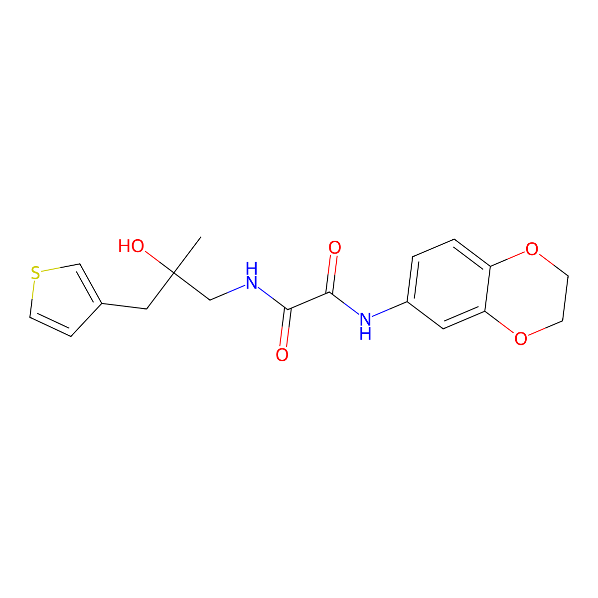 N'-(2,3-dihydro-1,4-benzodioxin-6-yl)-N-{2-hydroxy-2-[(thiophen-3-yl)methyl]propyl}ethanediamide molecular structure, CAS 2097861-66-8