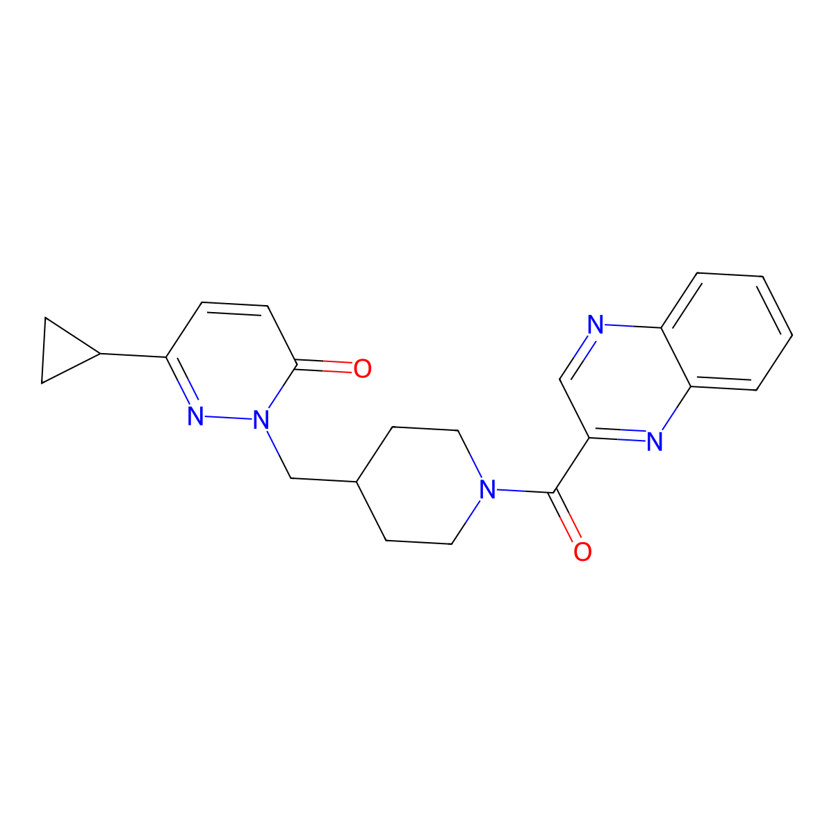 6-Cyclopropyl-2-{[1-(quinoxaline-2-carbonyl)piperidin-4-yl]methyl}-2,3-dihydropyridazin-3-one molecular structure, CAS 2097861-69-1