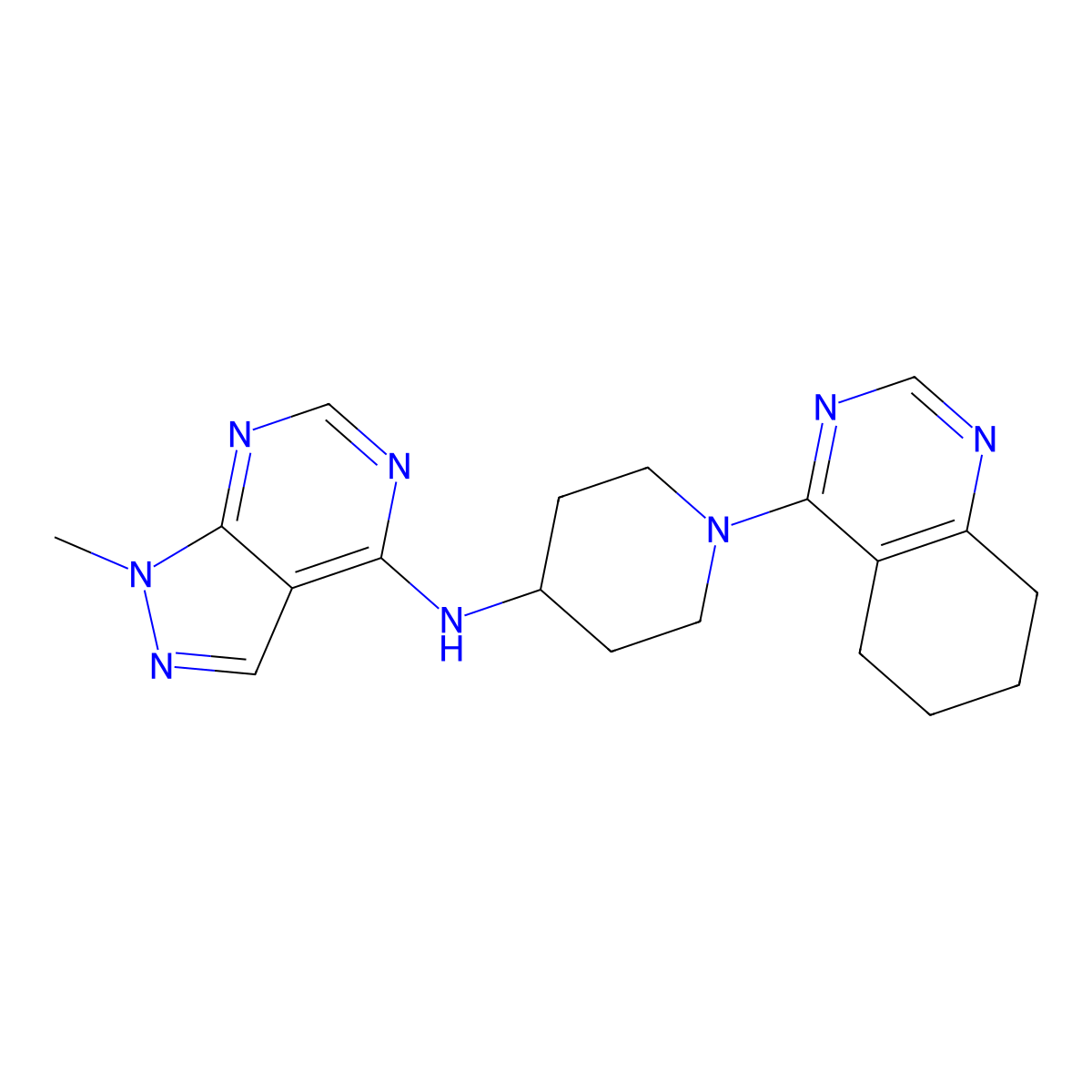 N-{1-methyl-1H-pyrazolo[3,4-d]pyrimidin-4-yl}-1-(5,6,7,8-tetrahydroquinazolin-4-yl)piperidin-4-amine molecular structure, CAS 2097861-79-3