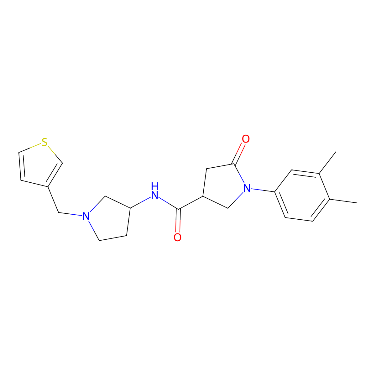 1-(3,4-dimethylphenyl)-5-oxo-N-{1-[(thiophen-3-yl)methyl]pyrrolidin-3-yl}pyrrolidine-3-carboxamide molecular structure, CAS 2097861-80-6