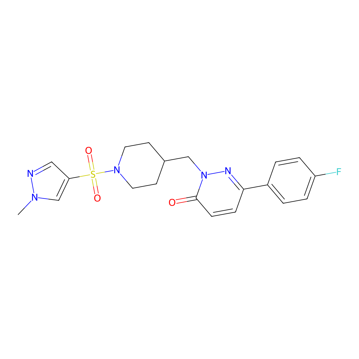 6-(4-fluorophenyl)-2-({1-[(1-methyl-1H-pyrazol-4-yl)sulfonyl]piperidin-4-yl}methyl)-2,3-dihydropyridazin-3-one molecular structure, CAS 2097861-81-7