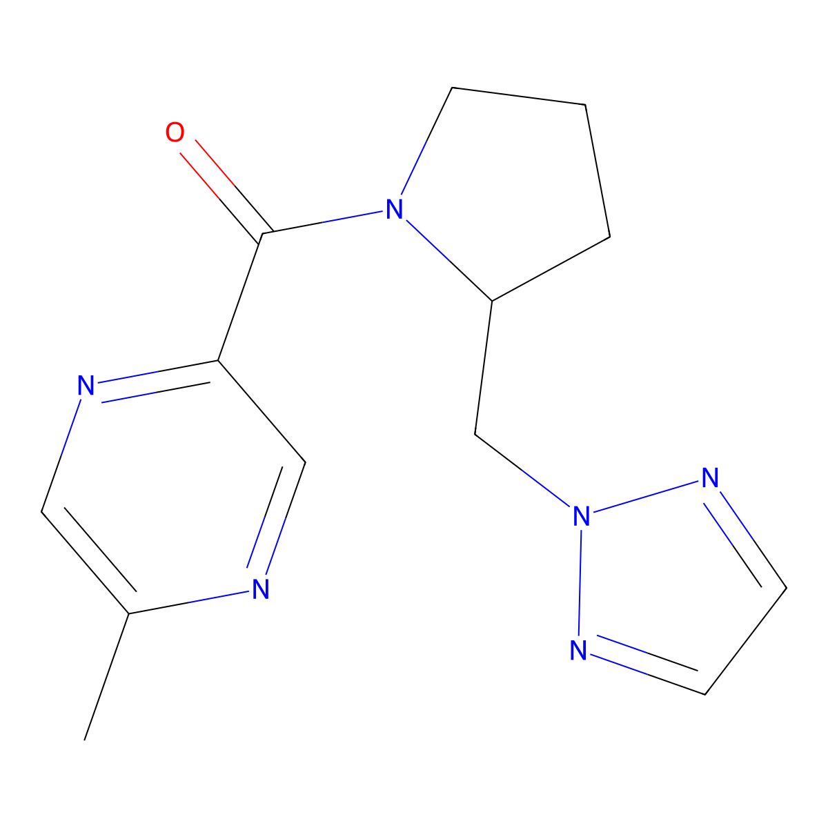 2-methyl-5-{2-[(2H-1,2,3-triazol-2-yl)methyl]pyrrolidine-1-carbonyl}pyrazine molecular structure, CAS 2097861-89-5
