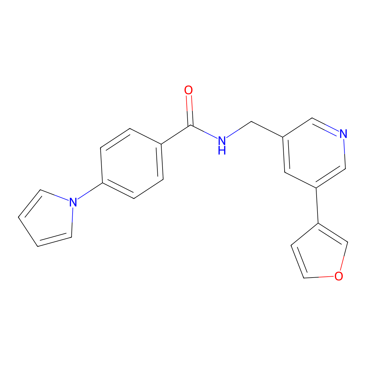 N-{[5-(furan-3-yl)pyridin-3-yl]methyl}-4-(1H-pyrrol-1-yl)benzamide molecular structure, CAS 2097861-90-8