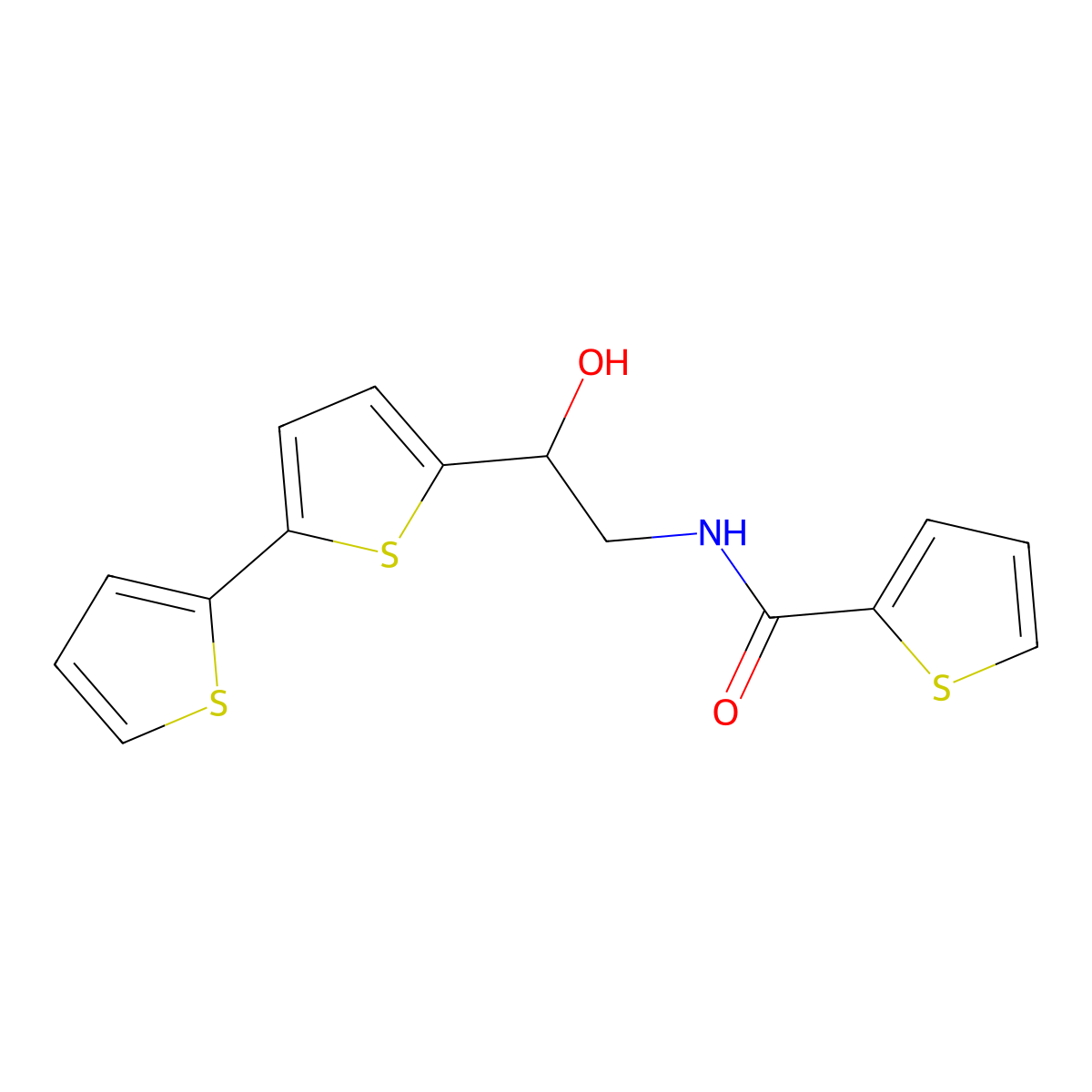 N-(2-{[2,2'-bithiophene]-5-yl}-2-hydroxyethyl)thiophene-2-carboxamide molecular structure, CAS 2097862-01-4