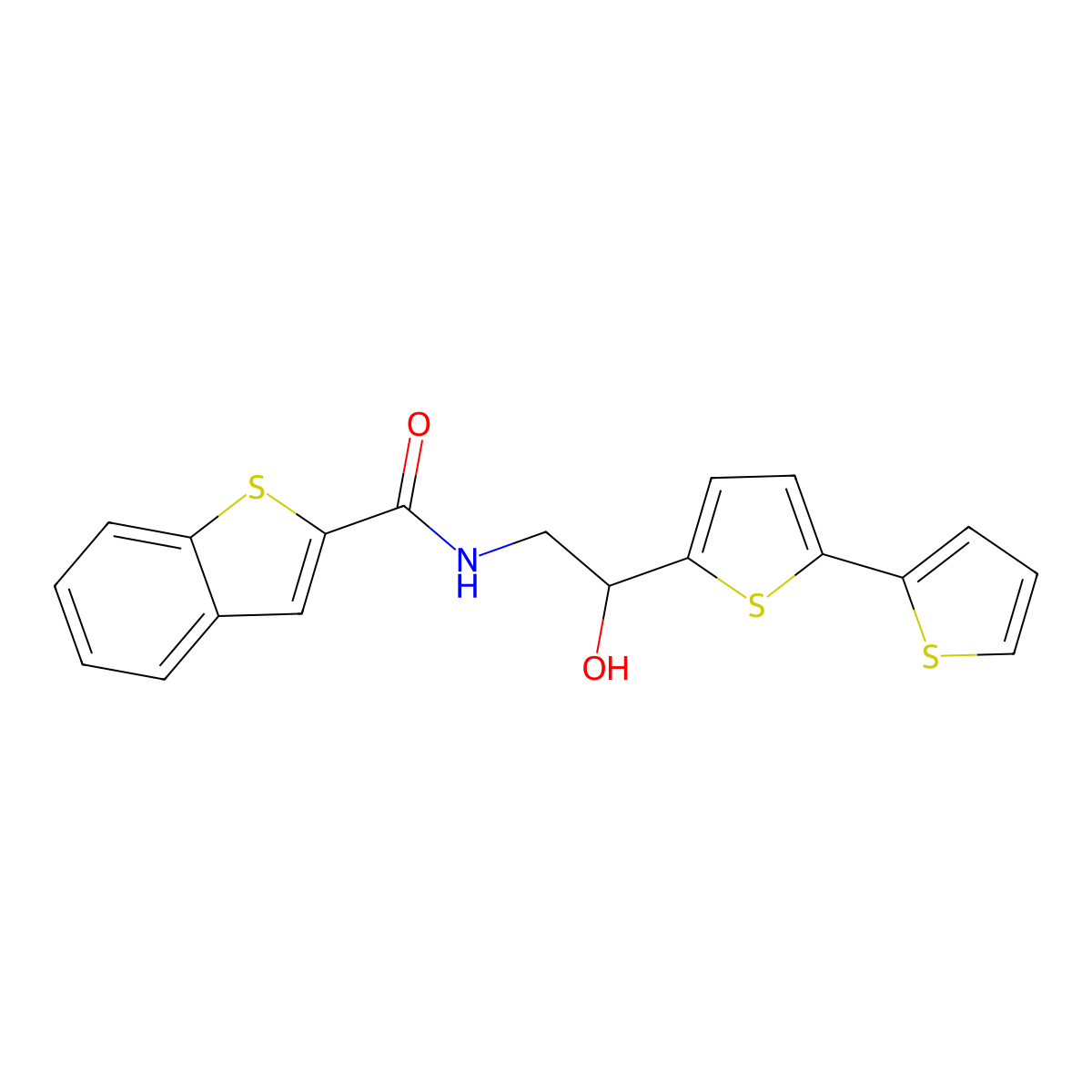 N-(2-{[2,2'-bithiophene]-5-yl}-2-hydroxyethyl)-1-benzothiophene-2-carboxamide molecular structure, CAS 2097862-08-1