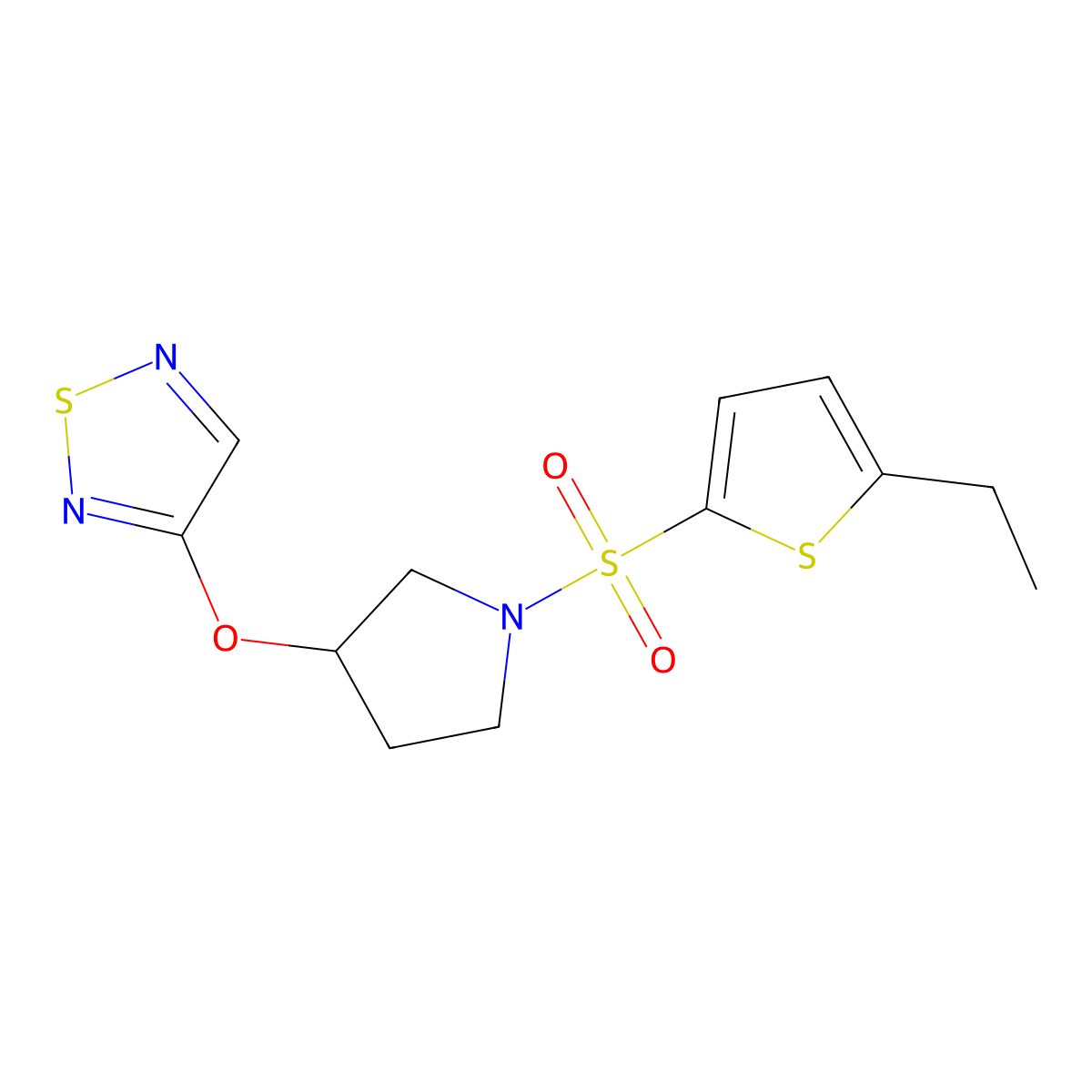 3-({1-[(5-Ethylthiophen-2-yl)sulfonyl]pyrrolidin-3-yl}oxy)-1,2,5-thiadiazole molecular structure, CAS 2097862-10-5