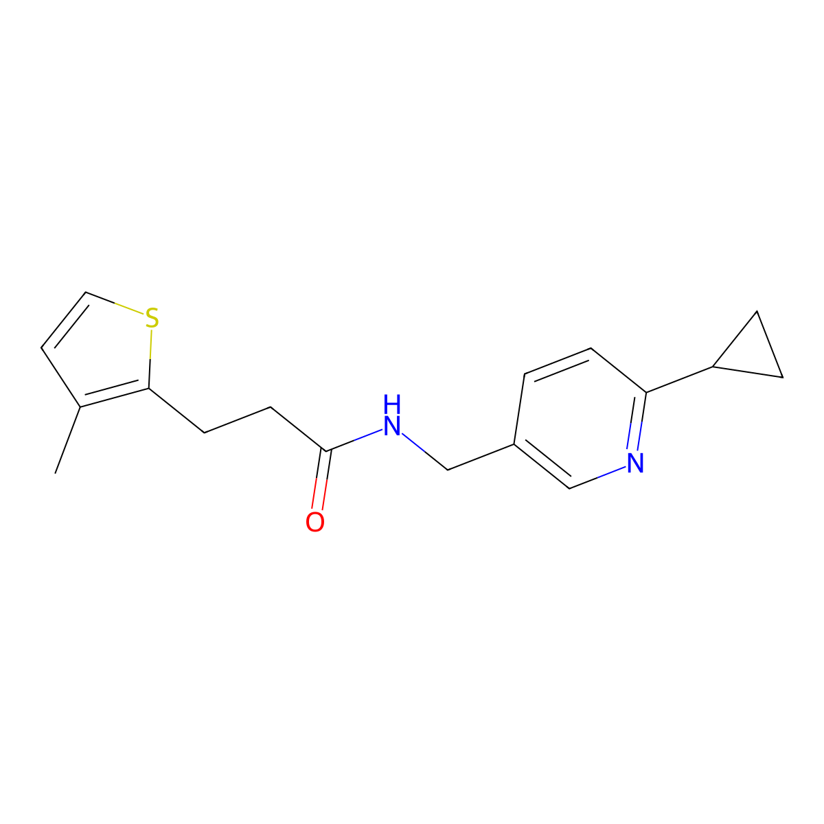 N-[(6-cyclopropylpyridin-3-yl)methyl]-3-(3-methylthiophen-2-yl)propanamide molecular structure, CAS 2097862-12-7