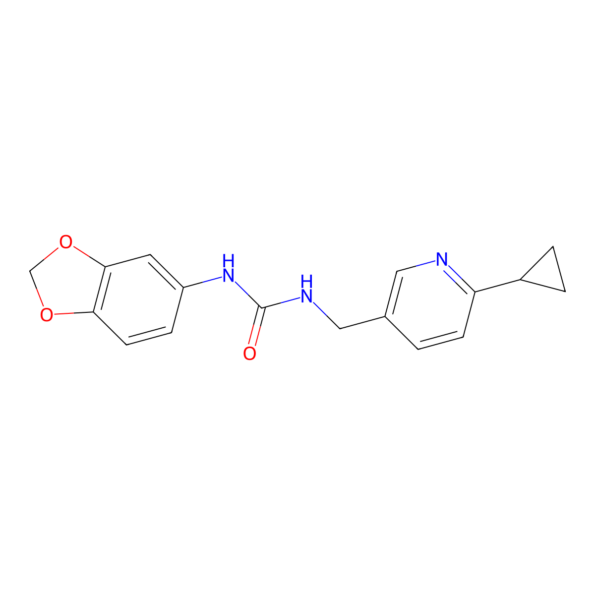 3-(2H-1,3-benzodioxol-5-yl)-1-[(6-cyclopropylpyridin-3-yl)methyl]urea molecular structure, CAS 2097862-16-1