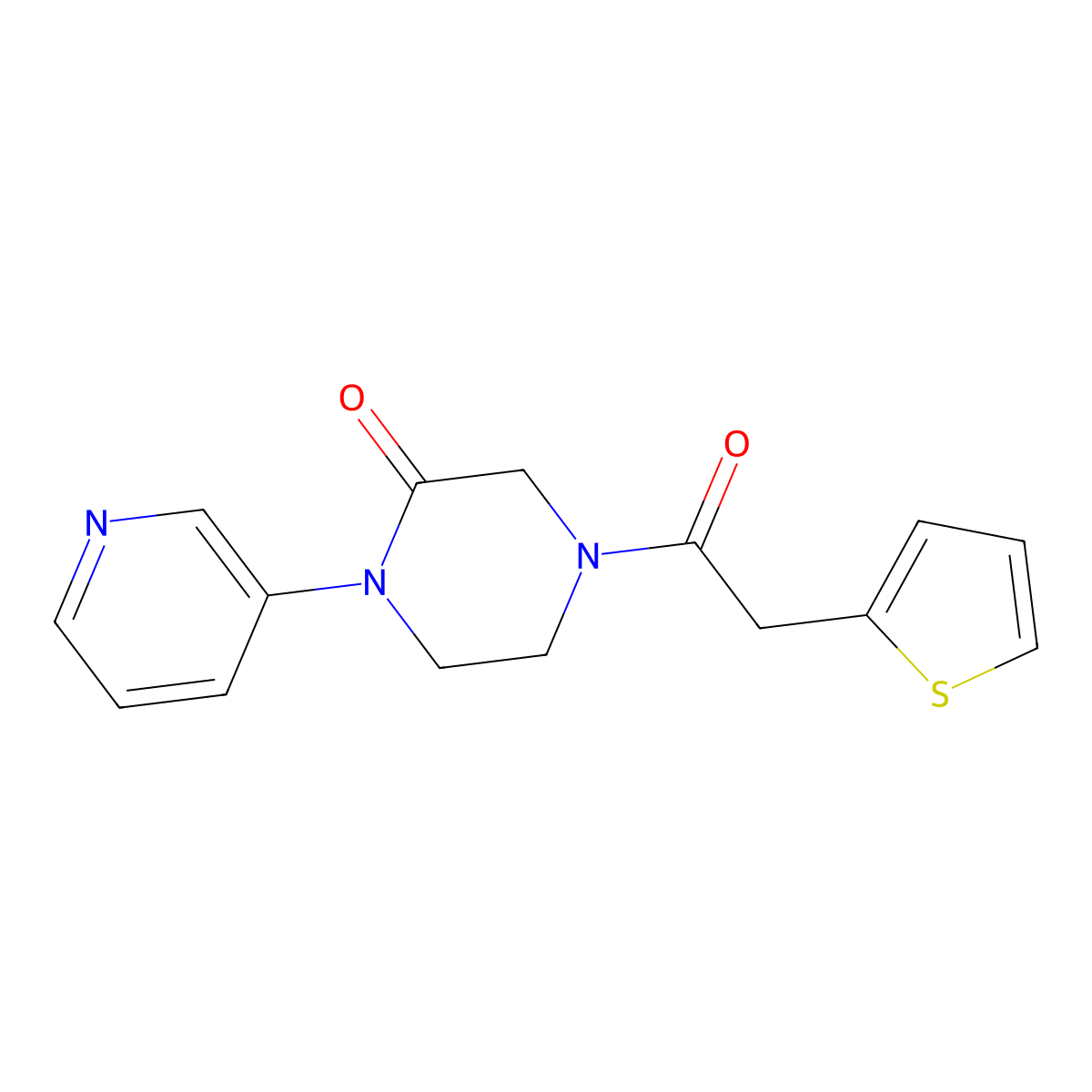 1-(Pyridin-3-yl)-4-[2-(thiophen-2-yl)acetyl]piperazin-2-one molecular structure, CAS 2097862-25-2