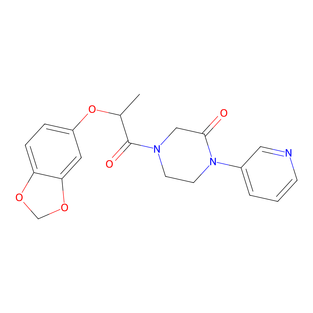 4-[2-(2H-1,3-benzodioxol-5-yloxy)propanoyl]-1-(pyridin-3-yl)piperazin-2-one molecular structure, CAS 2097862-35-4