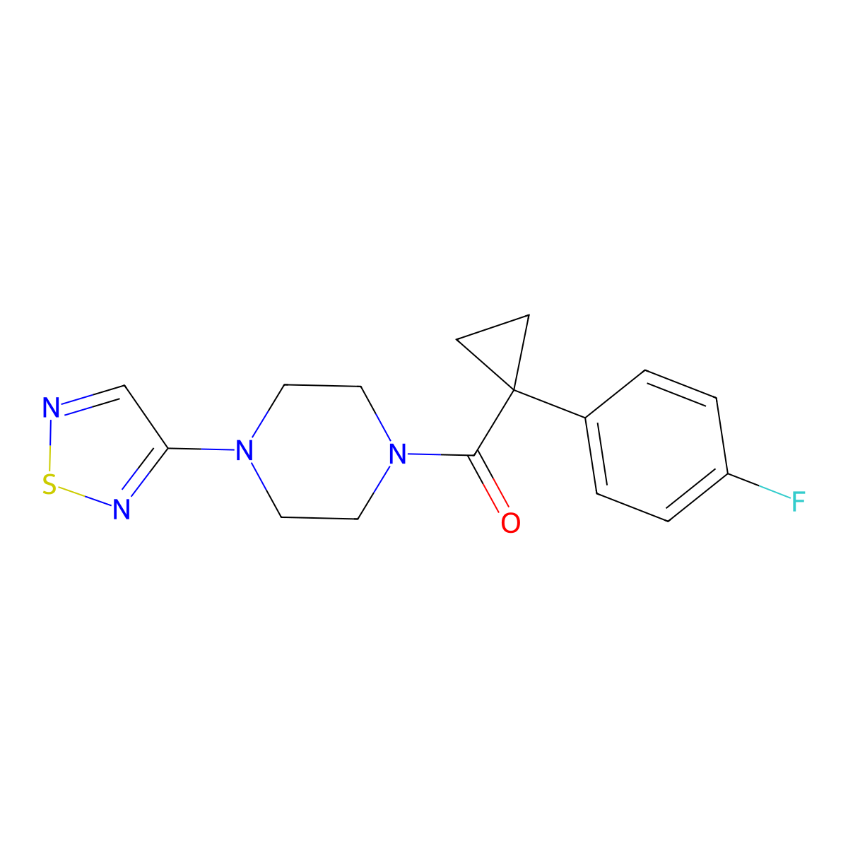 1-[1-(4-Fluorophenyl)cyclopropanecarbonyl]-4-(1,2,5-thiadiazol-3-yl)piperazine molecular structure, CAS 2097862-39-8