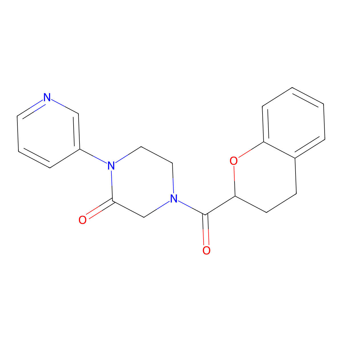 4-(3,4-dihydro-2H-1-benzopyran-2-carbonyl)-1-(pyridin-3-yl)piperazin-2-one molecular structure, CAS 2097862-41-2