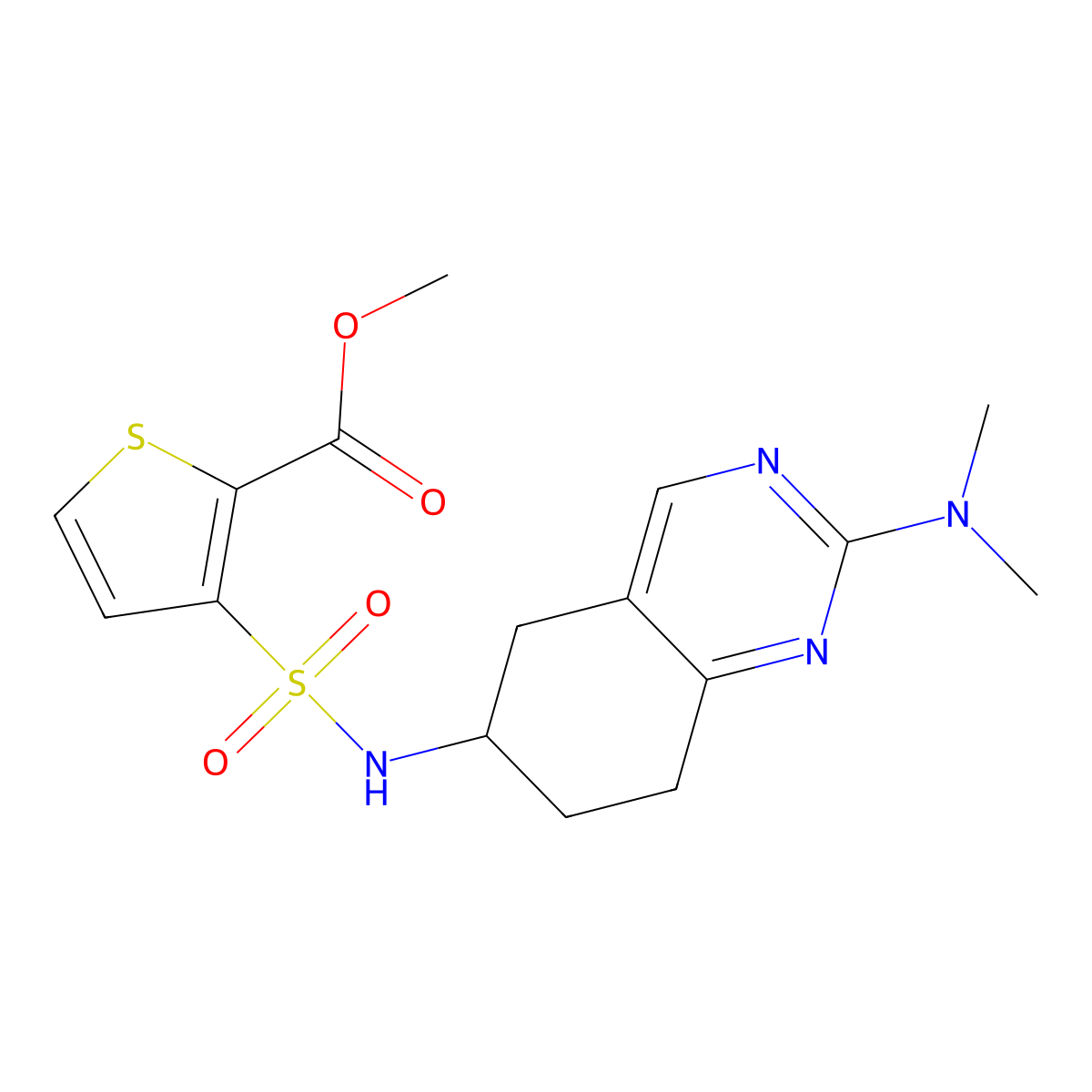 Methyl 3-{[2-(dimethylamino)-5,6,7,8-tetrahydroquinazolin-6-yl]sulfamoyl}thiophene-2-carboxylate molecular structure, CAS 2097862-45-6