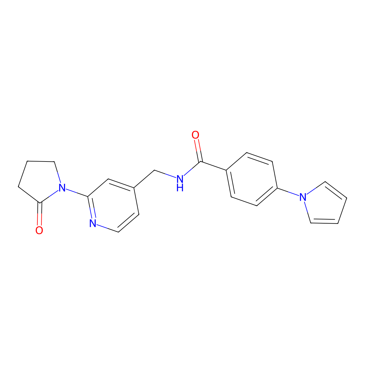 N-{[2-(2-oxopyrrolidin-1-yl)pyridin-4-yl]methyl}-4-(1H-pyrrol-1-yl)benzamide molecular structure, CAS 2097862-47-8