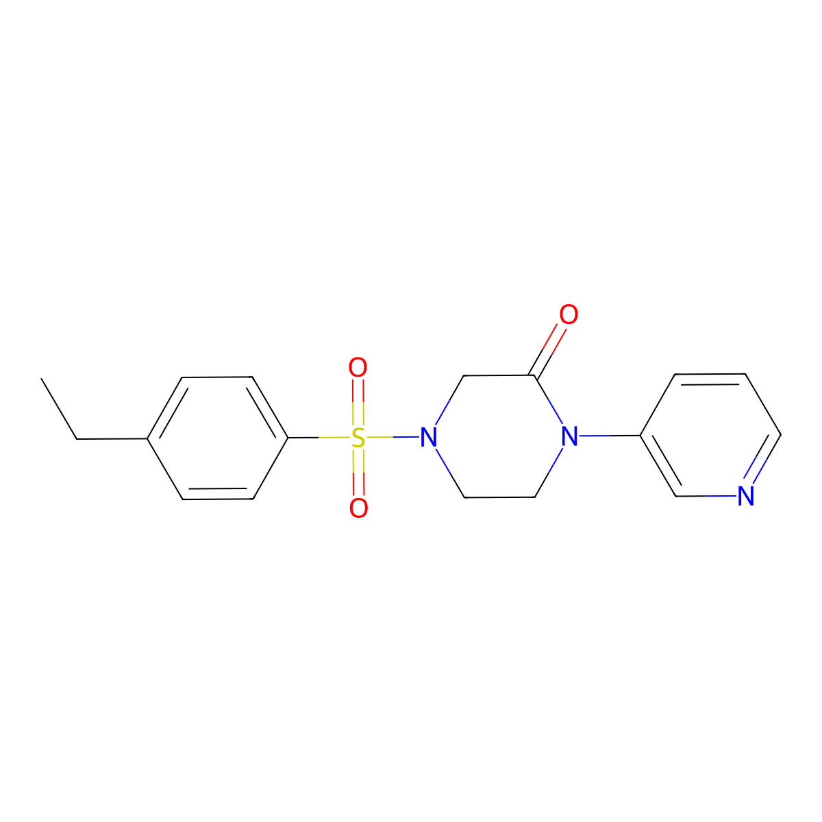 4-(4-Ethylbenzenesulfonyl)-1-(pyridin-3-yl)piperazin-2-one molecular structure, CAS 2097862-48-9