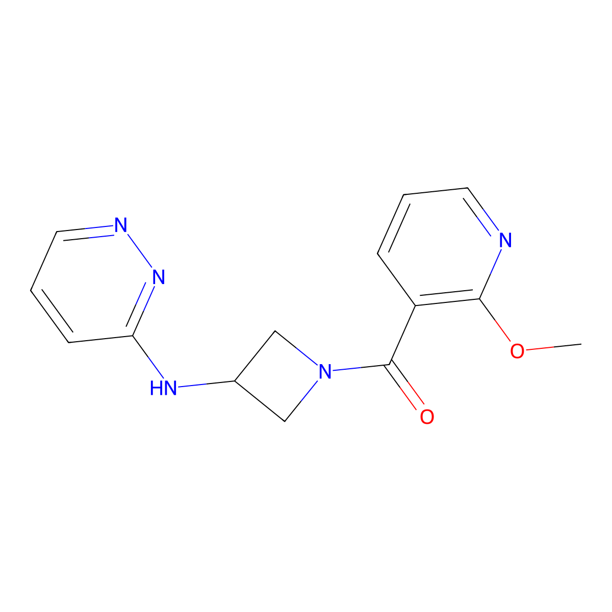N-[1-(2-methoxypyridine-3-carbonyl)azetidin-3-yl]pyridazin-3-amine molecular structure, CAS 2097862-58-1