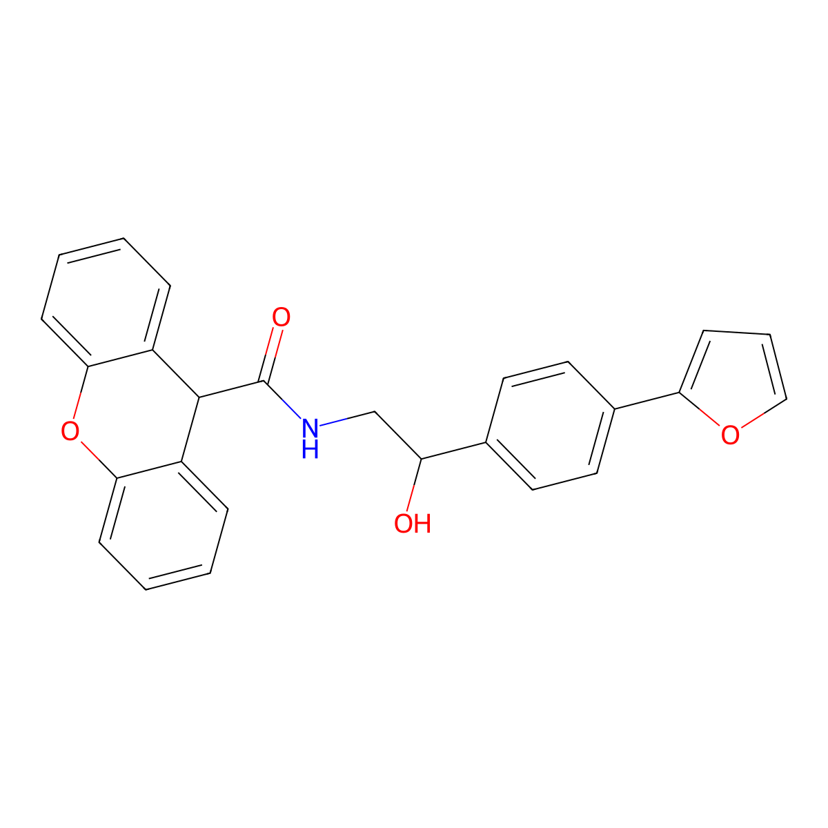 N-{2-[4-(furan-2-yl)phenyl]-2-hydroxyethyl}-9H-xanthene-9-carboxamide molecular structure, CAS 2097862-59-2