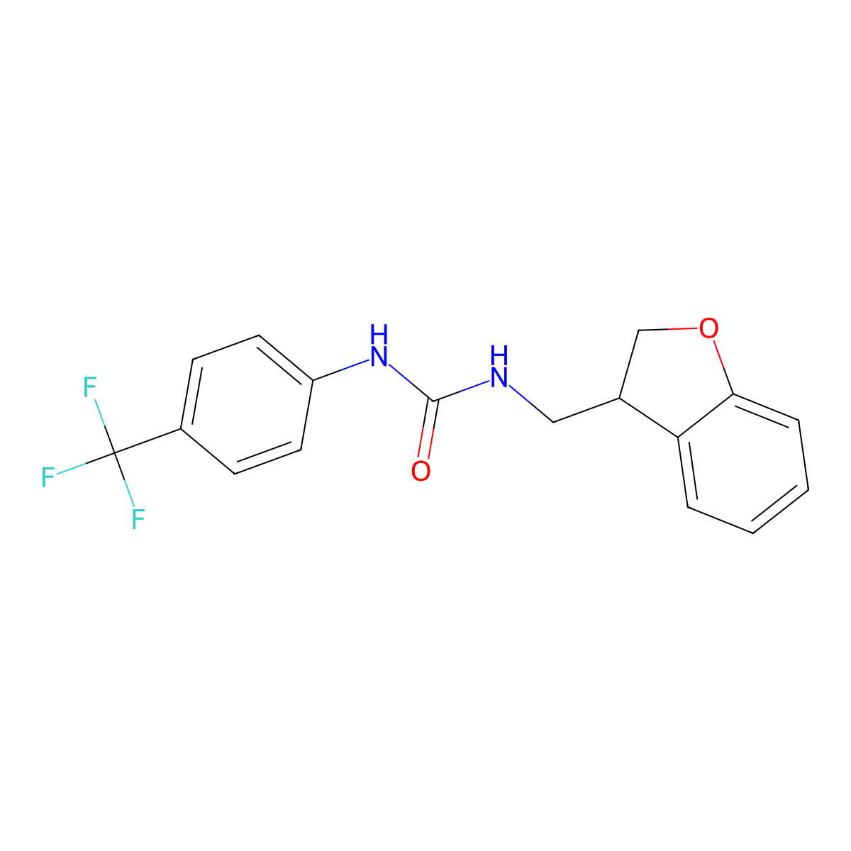 3-[(2,3-Dihydro-1-benzofuran-3-yl)methyl]-1-[4-(trifluoromethyl)phenyl]urea molecular structure, CAS 2097862-62-7