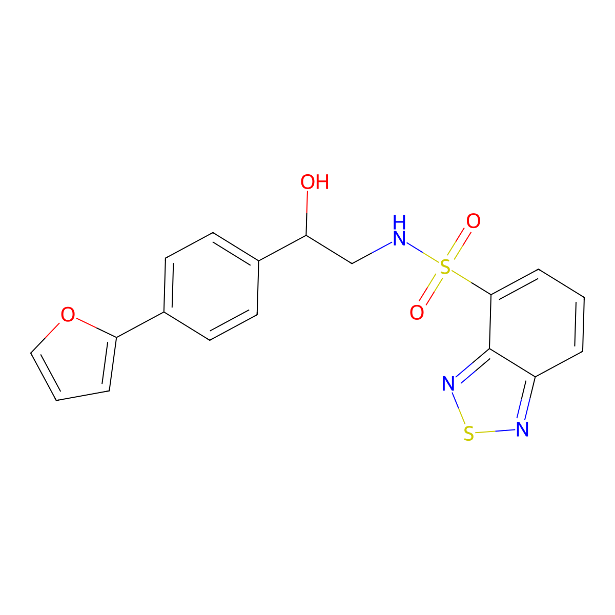 N-{2-[4-(furan-2-yl)phenyl]-2-hydroxyethyl}-2,1,3-benzothiadiazole-4-sulfonamide molecular structure, CAS 2097862-65-0
