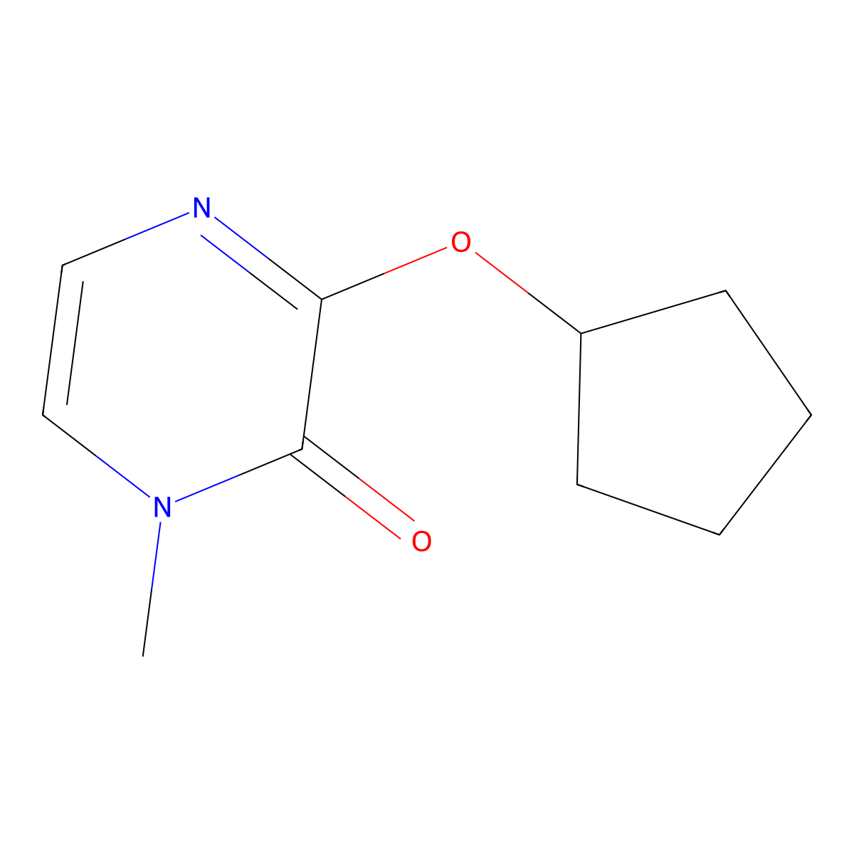 3-(Cyclopentyloxy)-1-methyl-1,2-dihydropyrazin-2-one molecular structure, CAS 2097862-68-3