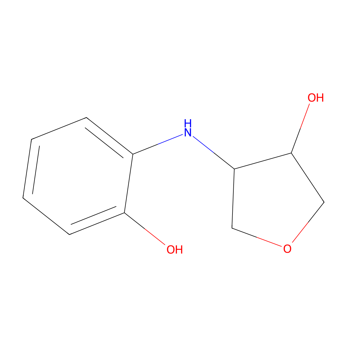 4-[(2-Hydroxyphenyl)amino]oxolan-3-ol molecular structure, CAS 2097862-70-7