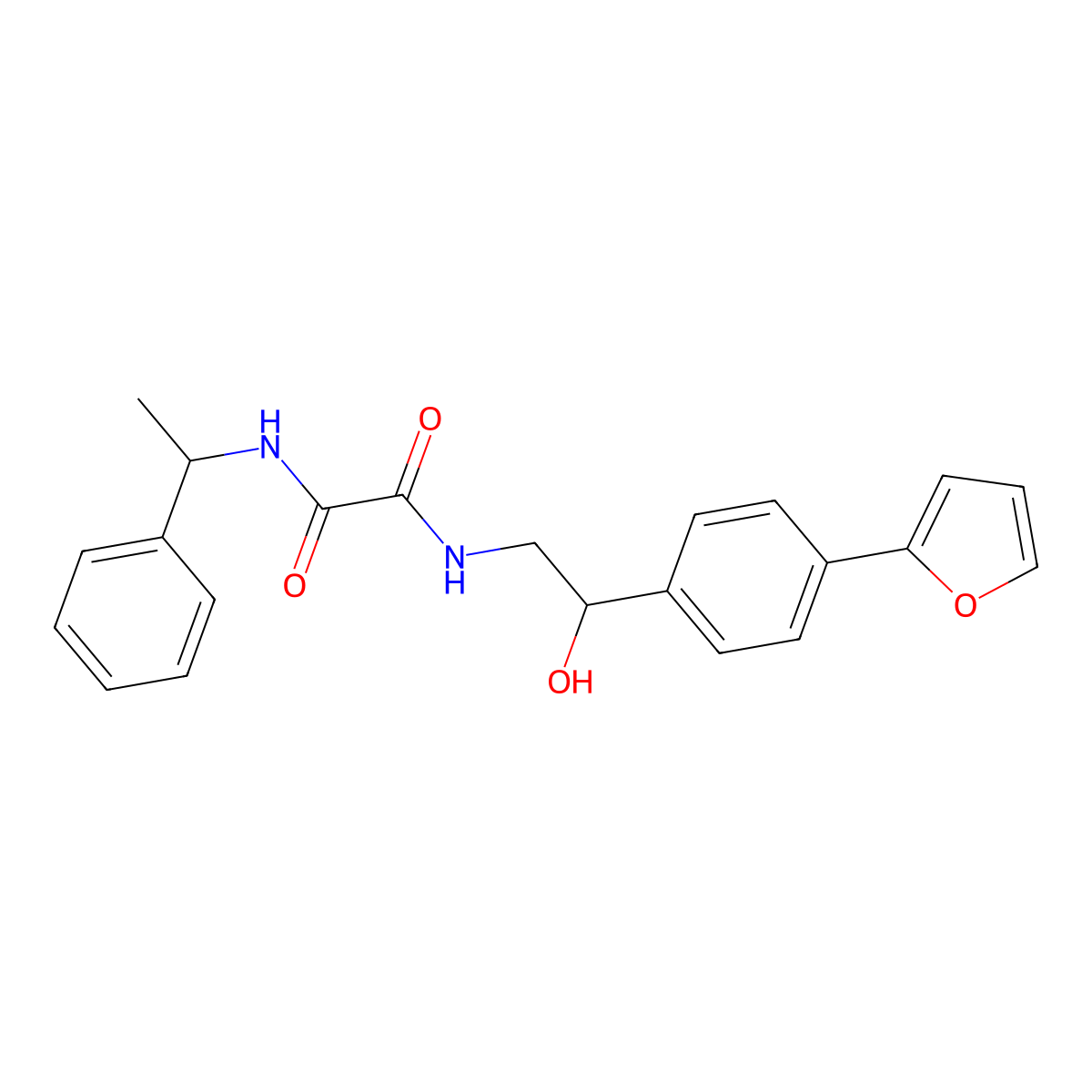 N-{2-[4-(furan-2-yl)phenyl]-2-hydroxyethyl}-N'-(1-phenylethyl)ethanediamide molecular structure, CAS 2097862-74-1
